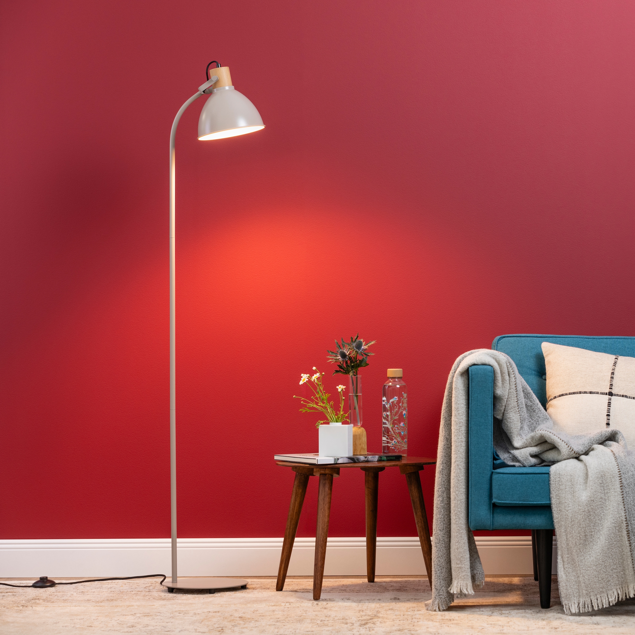 Brilliant Stehlampe »Erena«, 1 flammig-flammig, Höhe 150 cm, E27, Metall/Holz, taupe