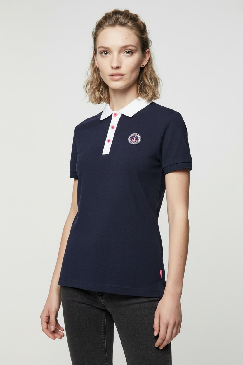 Zwillingsherz Poloshirt »Maritim« kontrastierende Polokragen mit Knopfleiste, Brustlogo mit Anker