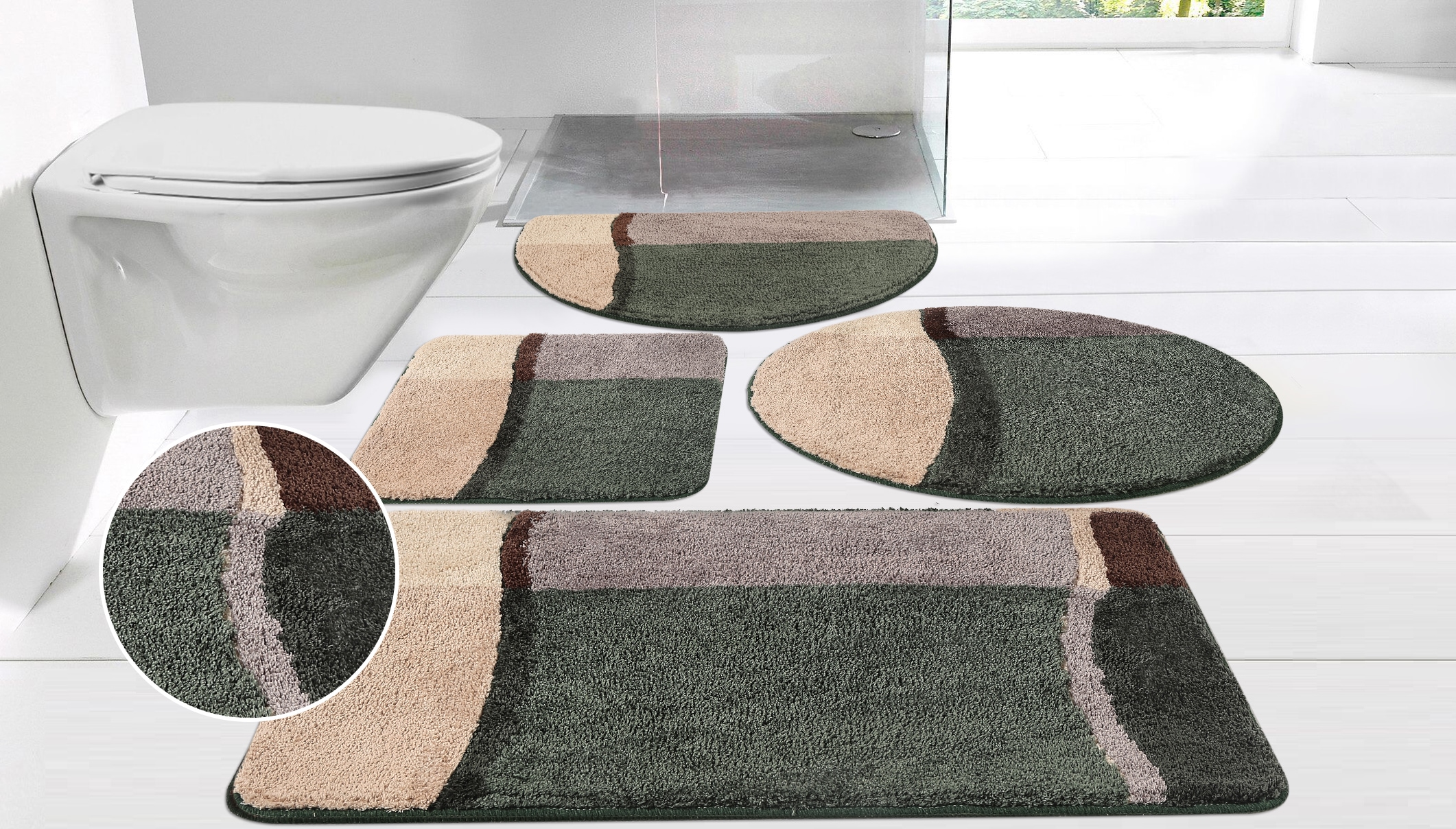 my home Badematte »Belio, Badvorleger, Badezimmer Teppich« Höhe 20 mm rutschhemmend beschichtet fußbodenheizungsgeeignet | schnell trocknend | strapazierfähig Badematte, Badteppich, Badematten auch als 2 tlg. Set erhältlich, bunt