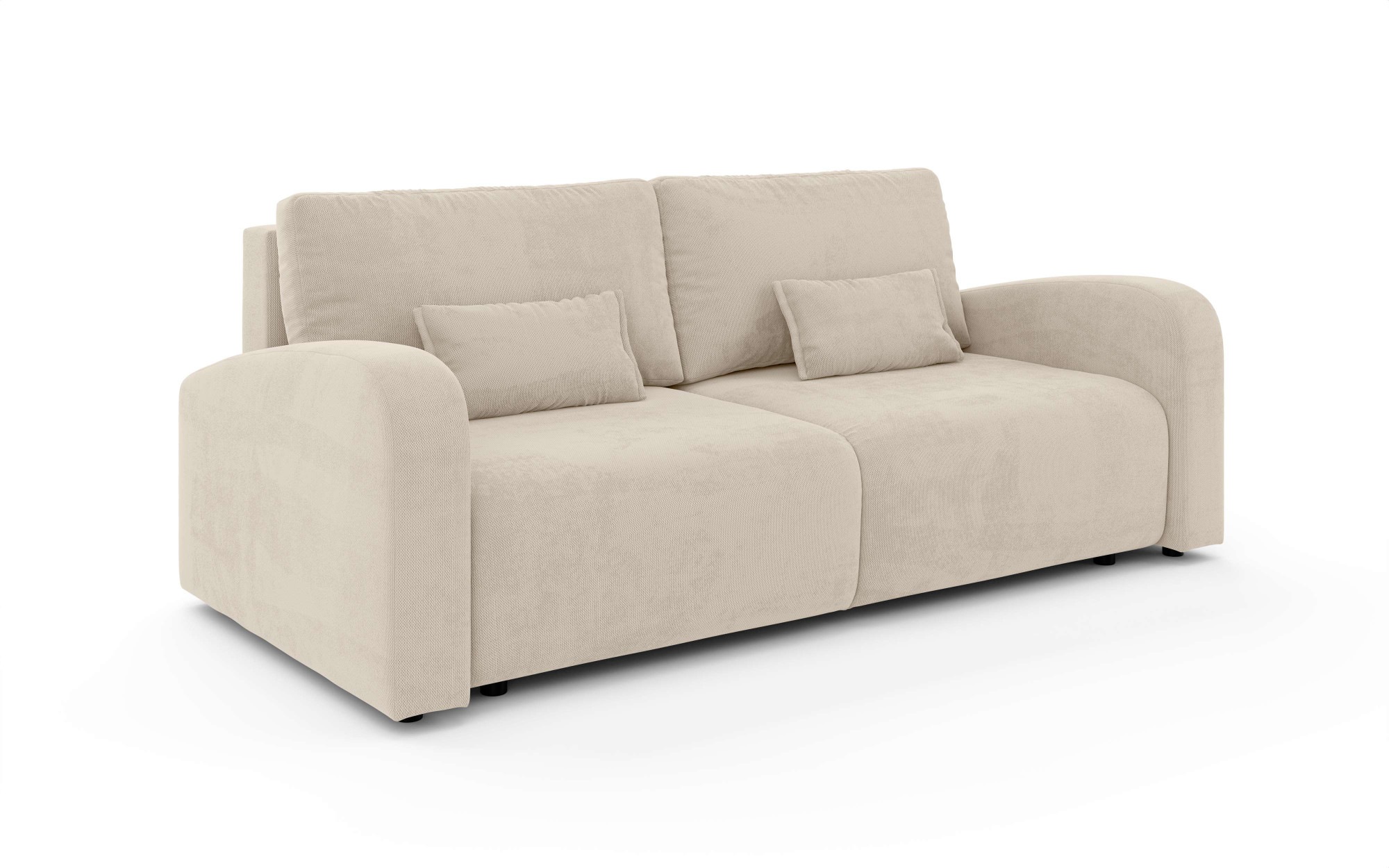 INOSIGN 3-Sitzer »JIGGS wahlweise Schlafsofa mit Bettkasten, Maße B/H/T: 228/96/110 cm«, Sofa mit Wellenunterfederung, enthält 2 Rückenkissen und 2 Zierkissen