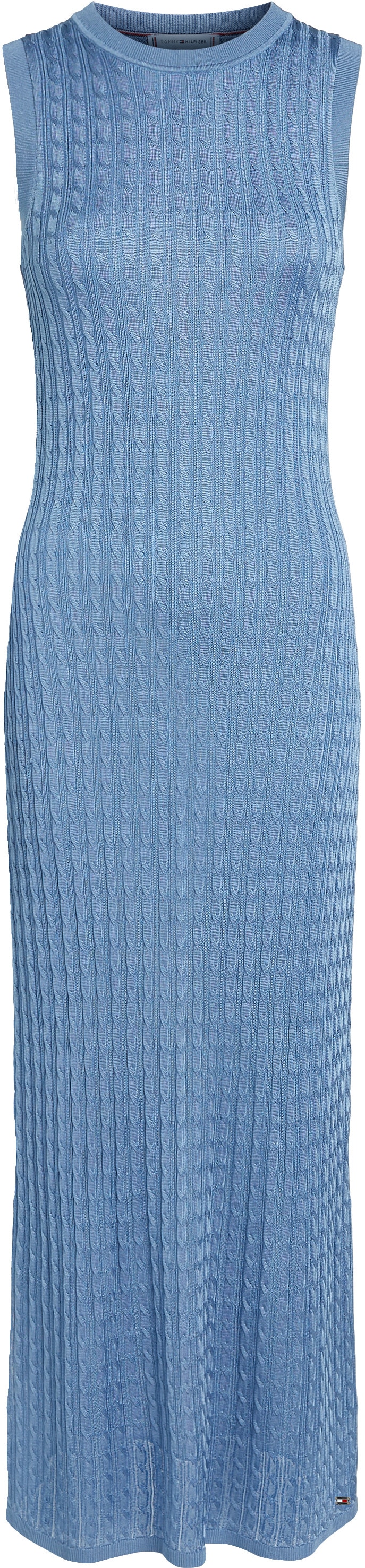 Tommy Hilfiger Strickkleid »RAYON CABLE LONG FLARED DRESS NS«, mit Zopfmuster