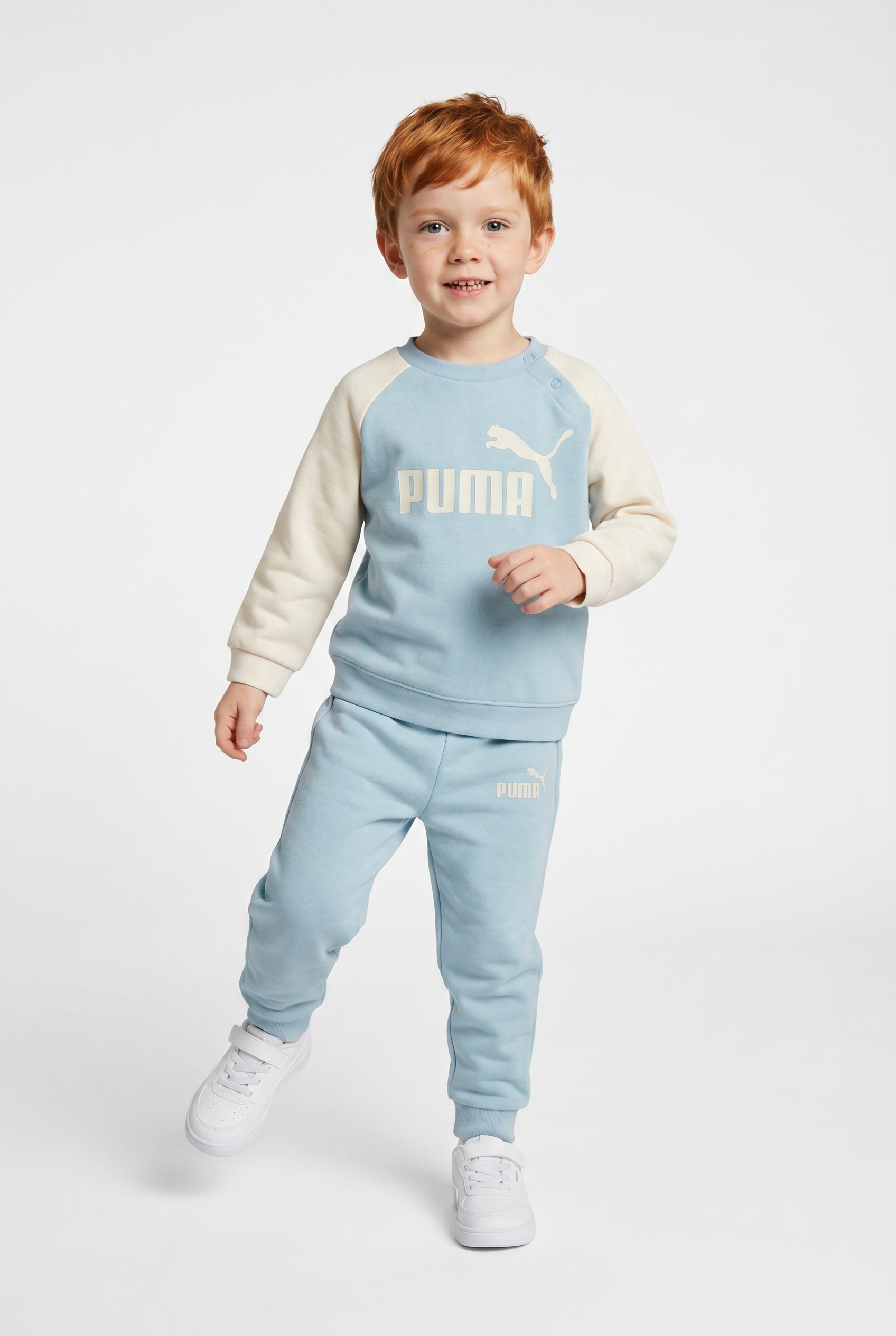 PUMA Trainingsanzug »MINICATS ESS RAGLAN CREW SET FL INF« 2 tlg. 2-teilig, mit Rundhalsausschnitt, mit innenliegendem Kordelzug
