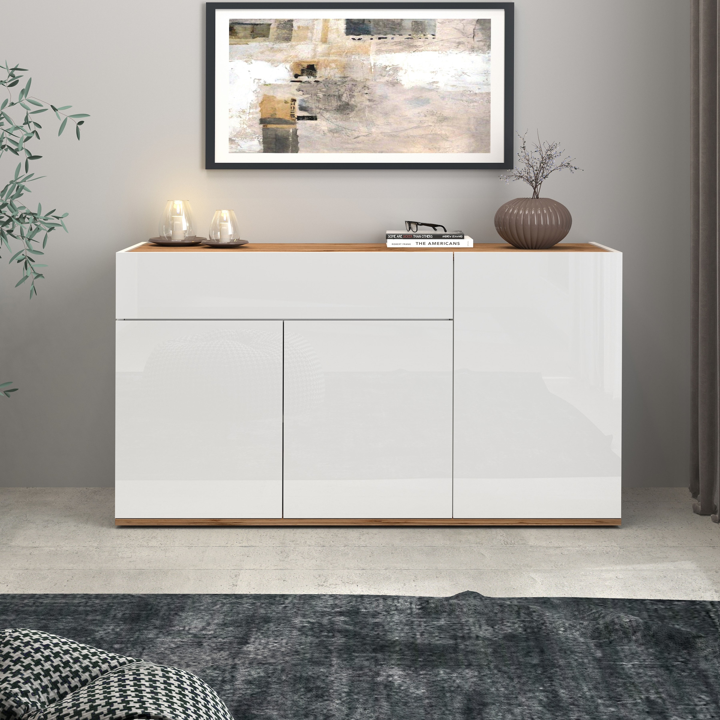 INOSIGN Sideboard »Garda, Kommode, Schrank, Kredenz«, 3 Türen, 1 Schublade, grifflos Breite 120,1 cm