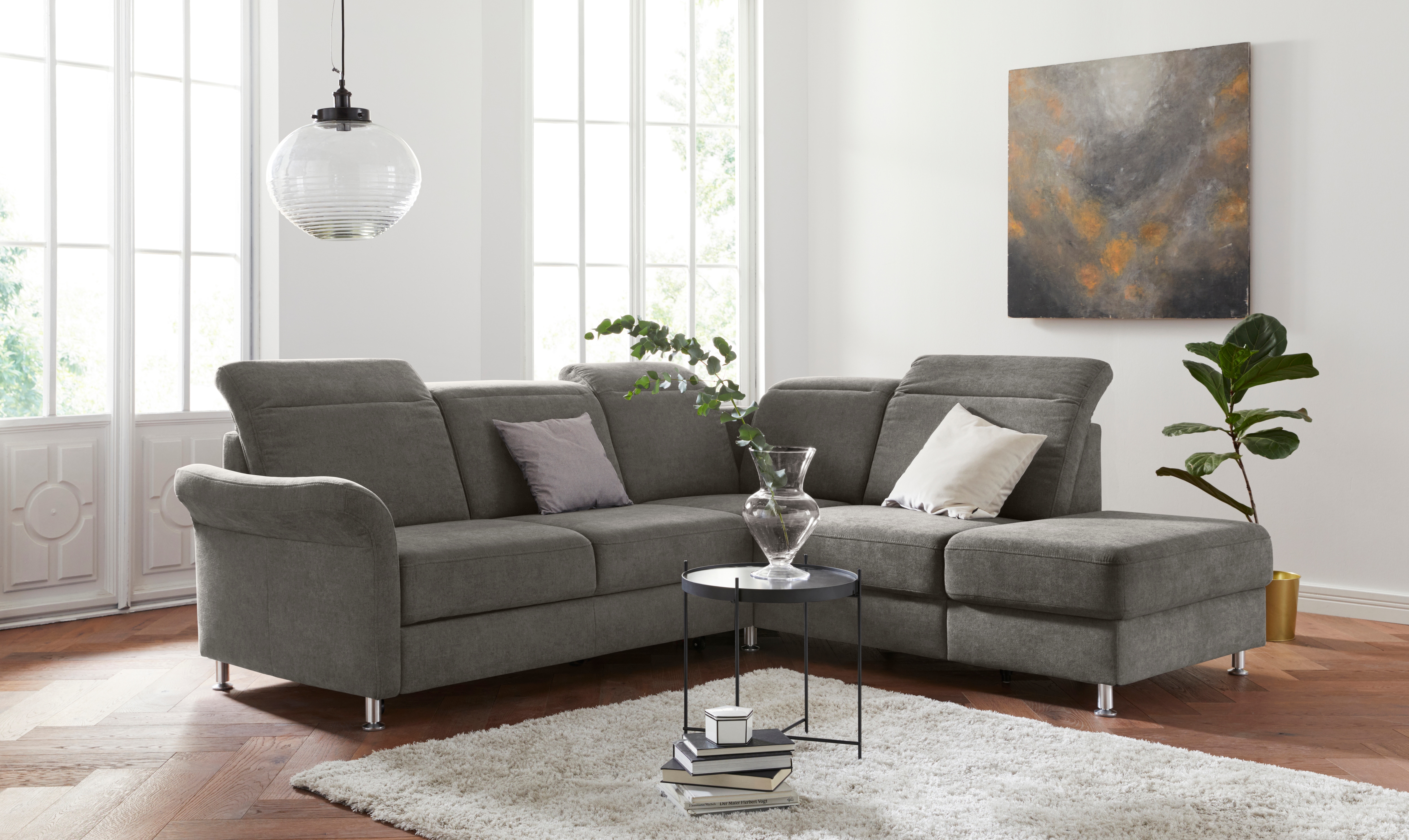 sit&more Ecksofa "Darwin L-Form" inklusive Federkern, wahlweise mit Kopfteilverstellung, Schlaffunktion