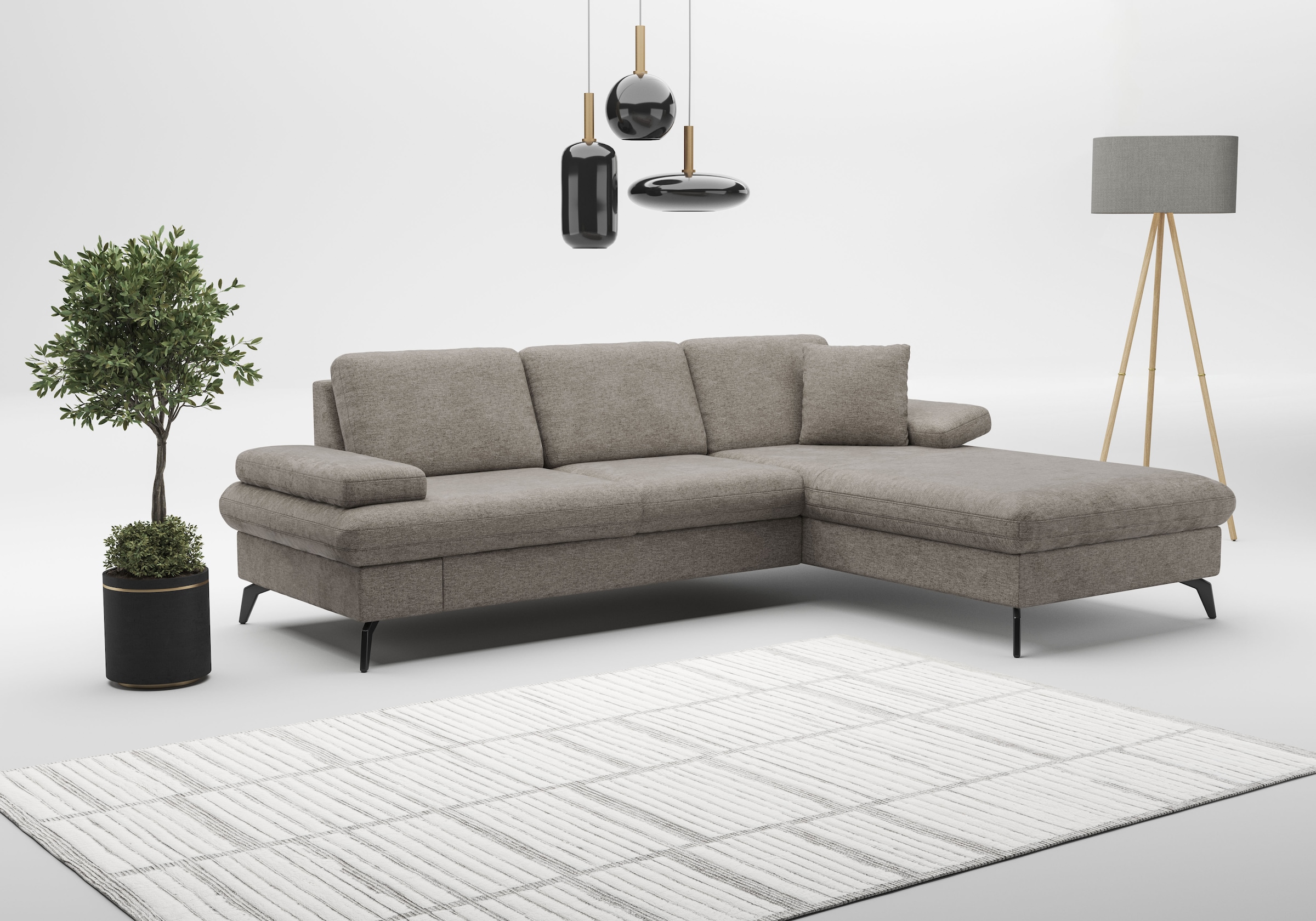 sit&more Ecksofa »Morris Jubi L-Form, B: 247 cm«, mit Armteilfunktion & 1 Zierkissen, optional Bettfunktion