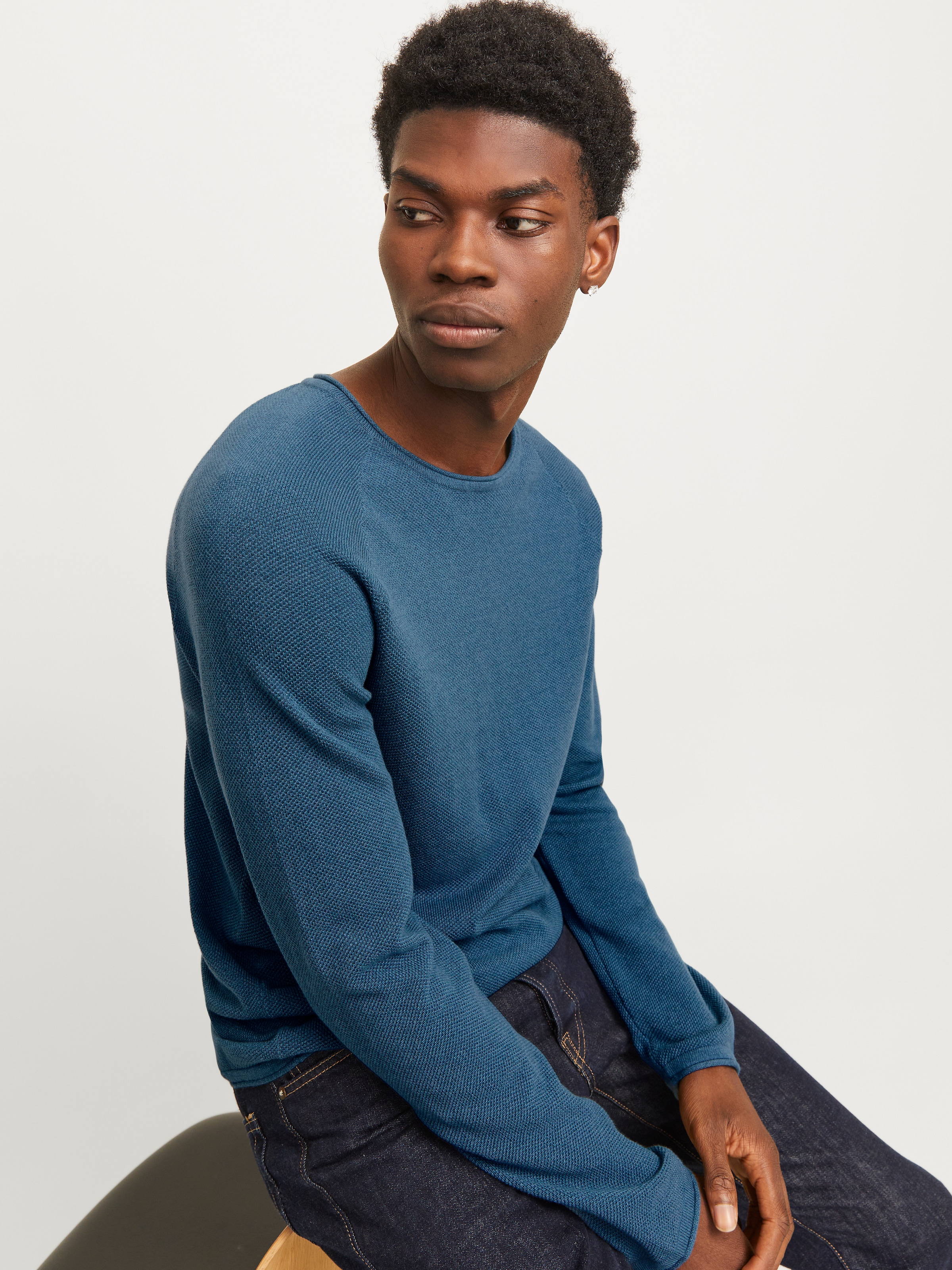Jack & Jones Rundhalspullover »JJEHILL KNIT CREW NECK NOOS«, mit Strukturstrick