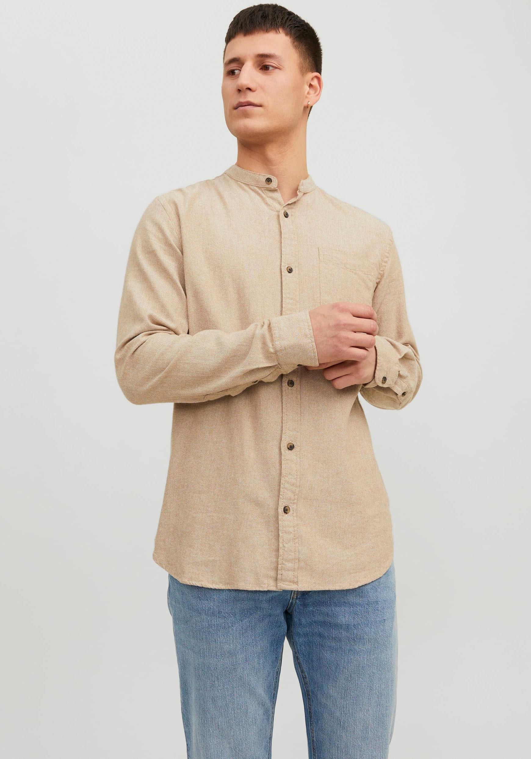 Jack & Jones Langarmhemd »JJEBAND MELANGE SHIRT LS SN«