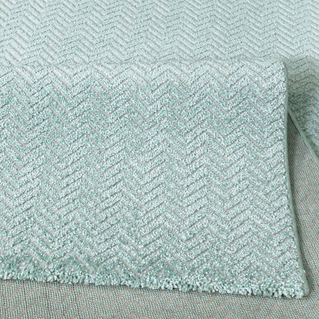 Carpet City Teppich »Friseé-Teppich FANCY805«, rechteckig, 12 mm Höhe, Läufer, Kurzflor, Einfarbig, 3D-Optik, Zickzack Look, Wohnzimmer