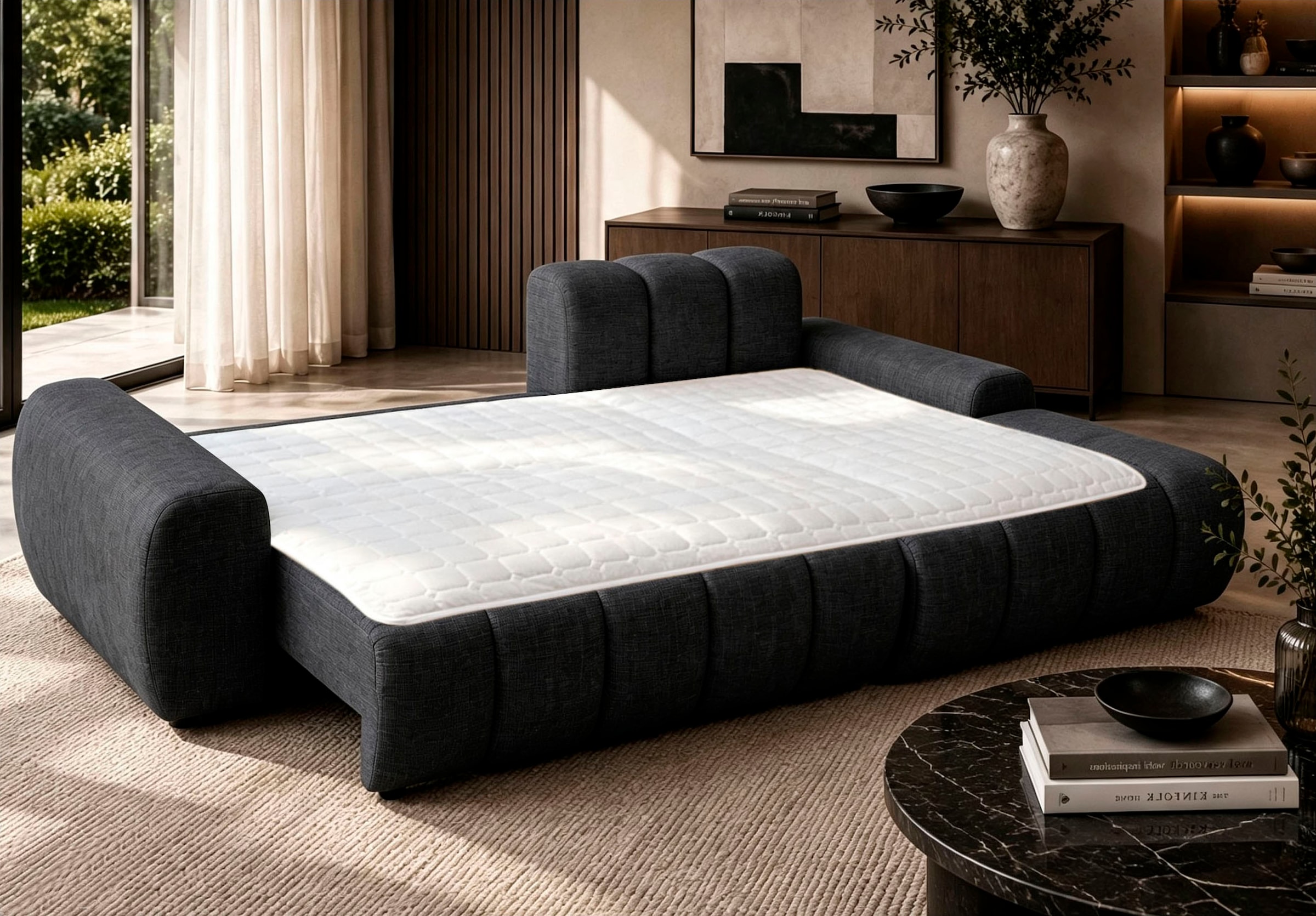 OTTO home Ecksofa »LAURRENT mit Schlaffunktion, Feinstruktur, L-Form, 246 cm« Liegefläche (123/191cm), Bettkasten, Taschenfederkern u. Topper