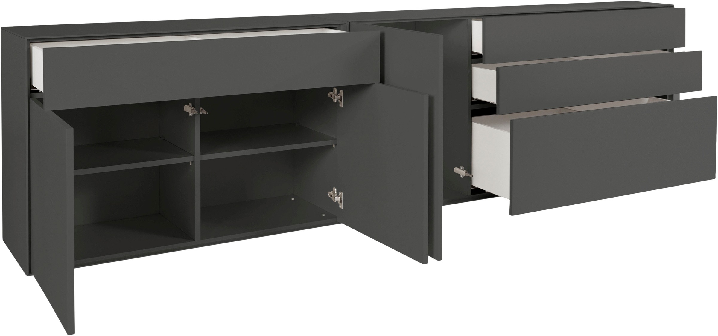 LeGer Home by Lena Gercke Sideboard »Essentials«, (2 St.), Breite: 279cm, MDF lackiert, Push-to-open-Funktion