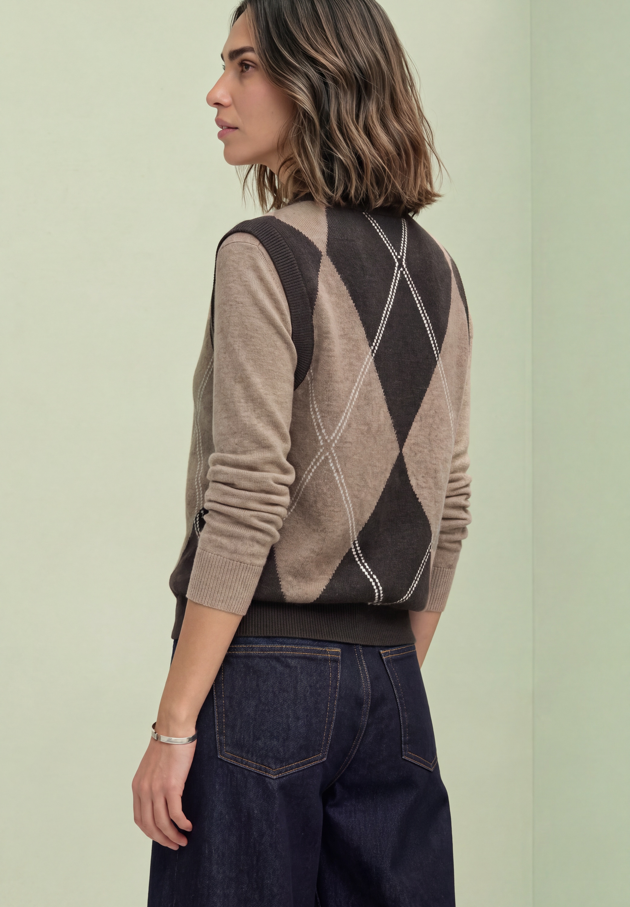 STREET ONE Pullunder Struckpullunder mit Rundhals und Argyle-Muster