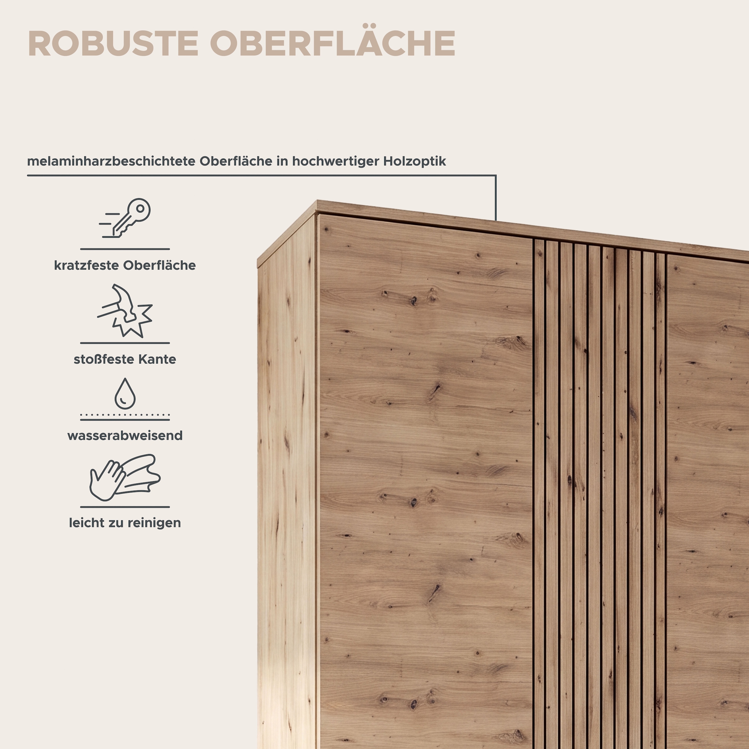OTTO home Garderobenschrank »FJELL, Breite 104cm, 3 Türen, 8 Böden, 10 Fächer, 1 Kleiderstange« Kleiderschrank, Schrank, Dielenschrank, Flurschrank, Mehrzweckschrank
