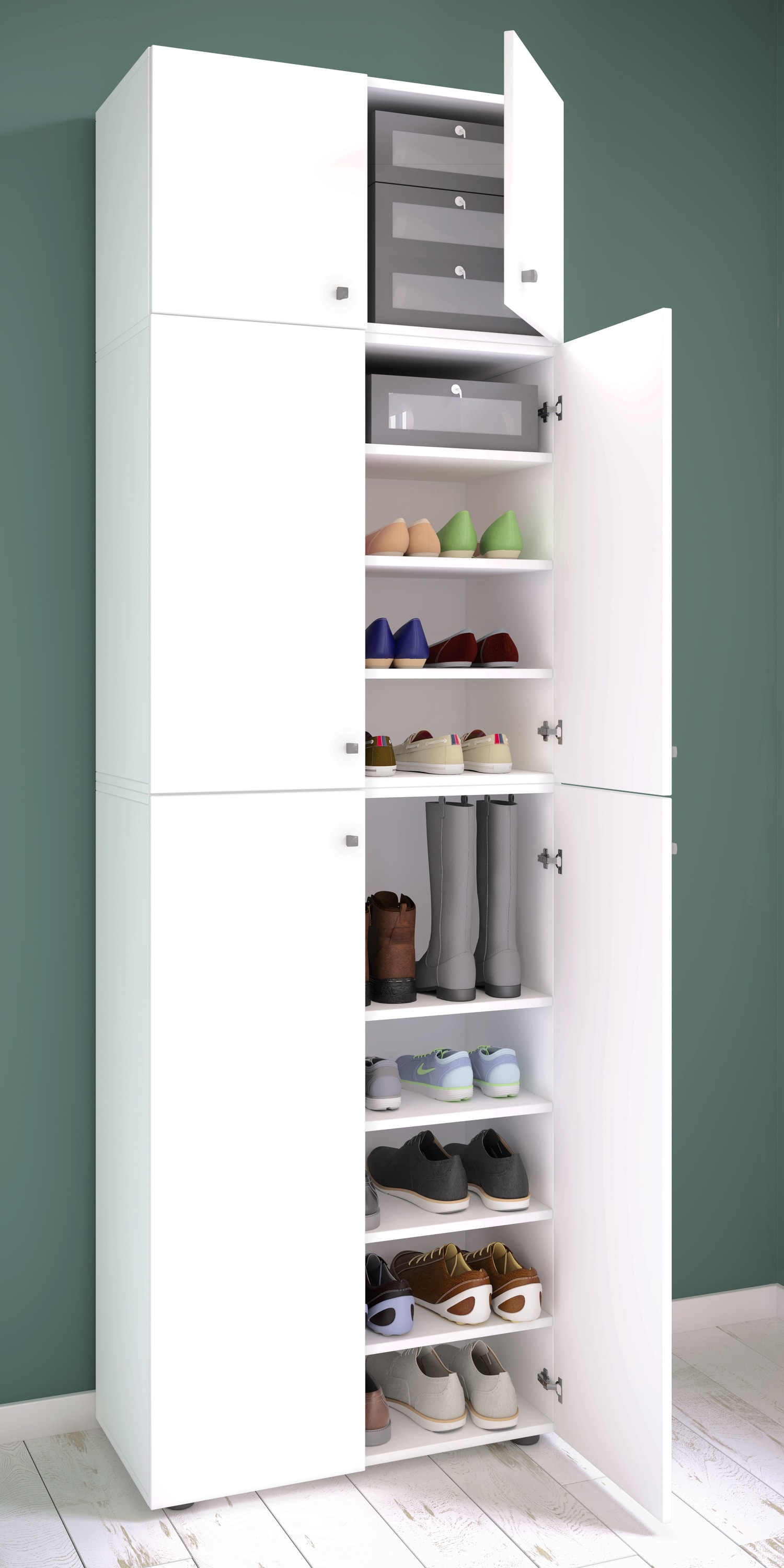 VCM Schuhschrank »Lona«, Schuhschrank, Allzweckschrank | Maße: H. 240 x B. 70 x T. 39 cm | Aufsatz mit 2 Türen