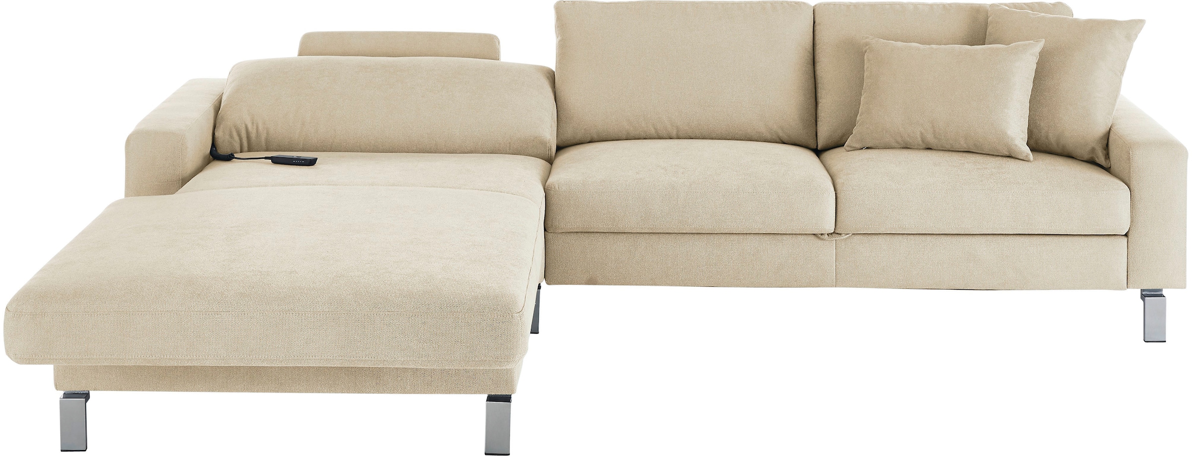 3C Candy Ecksofa »Lecce, wahlweise PUR-Schaumstoff oder Tonnentaschenfederkern«, Bett im 2,5-Sitzer, teilmotorische Schlaffunktion im Longchair, L-Form
