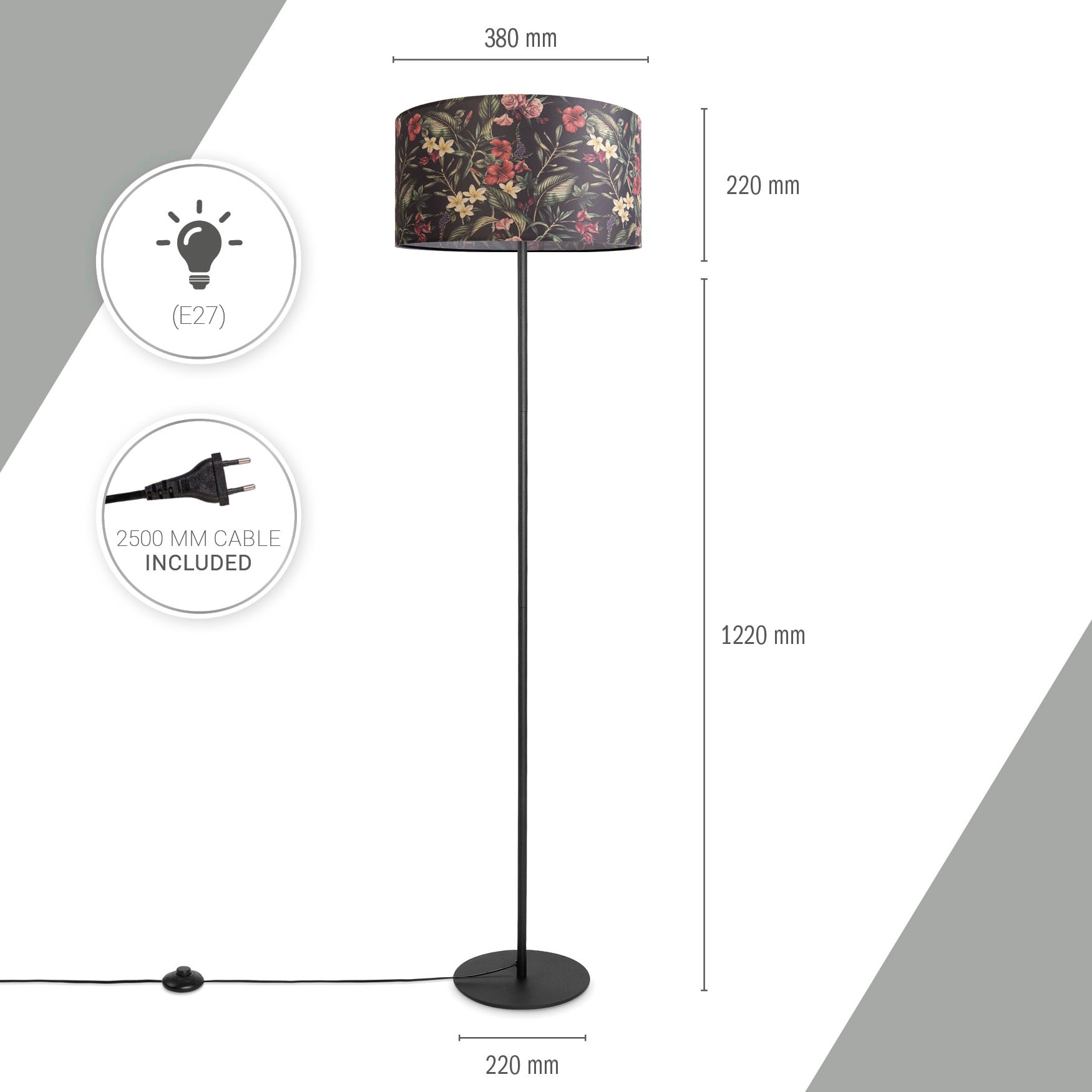 Paco Home Stehlampe »Luca Stoff XXL online Blumen Jahren Wohnzimmer Standlampe Textil Lampenschirm Flower«, kaufen Schirm Muster 3 | Garantie mit