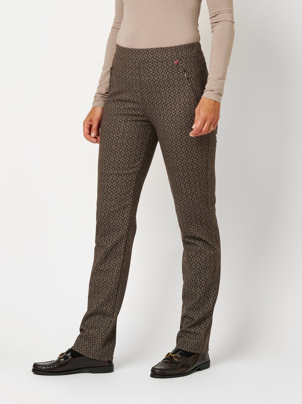 Relaxed Stretch-Hose »Alice Zip«  mit Rautenmuster