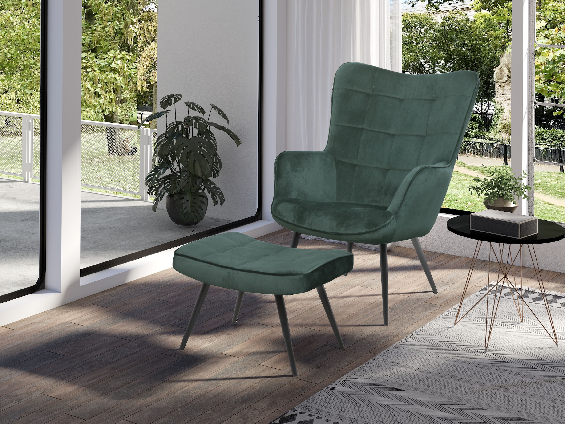 byLIVING Hocker »UTA« Bezug Webstoff oder Samt, Schaumstoff