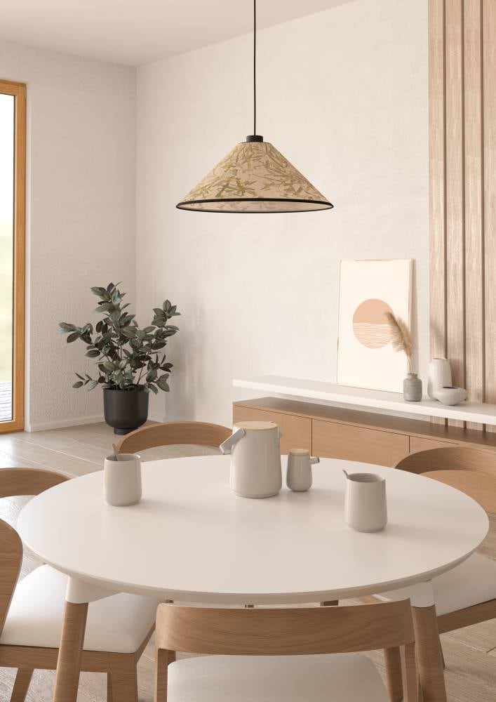 EGLO Hängeleuchte »OXPARK« E27 1 Stk. Pendelleuchte, Esszimmerlampe, Textil, Bambusblätter, Hängeleuchte