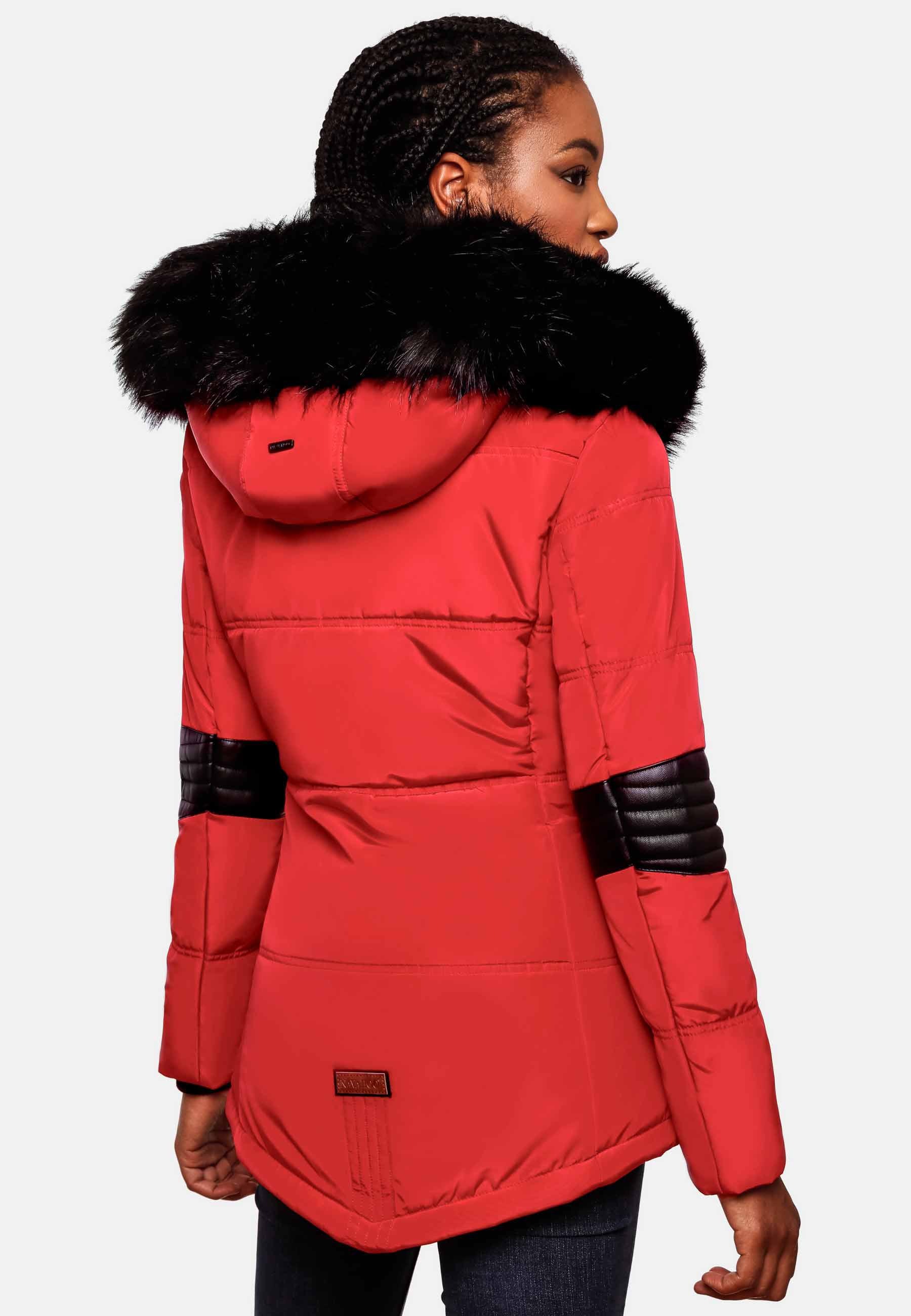 Navahoo Winterjacke »Winterjacke Nirvana«, mit Kapuze, edle Steppjacke m. schwarzem Kunstpelzkragen