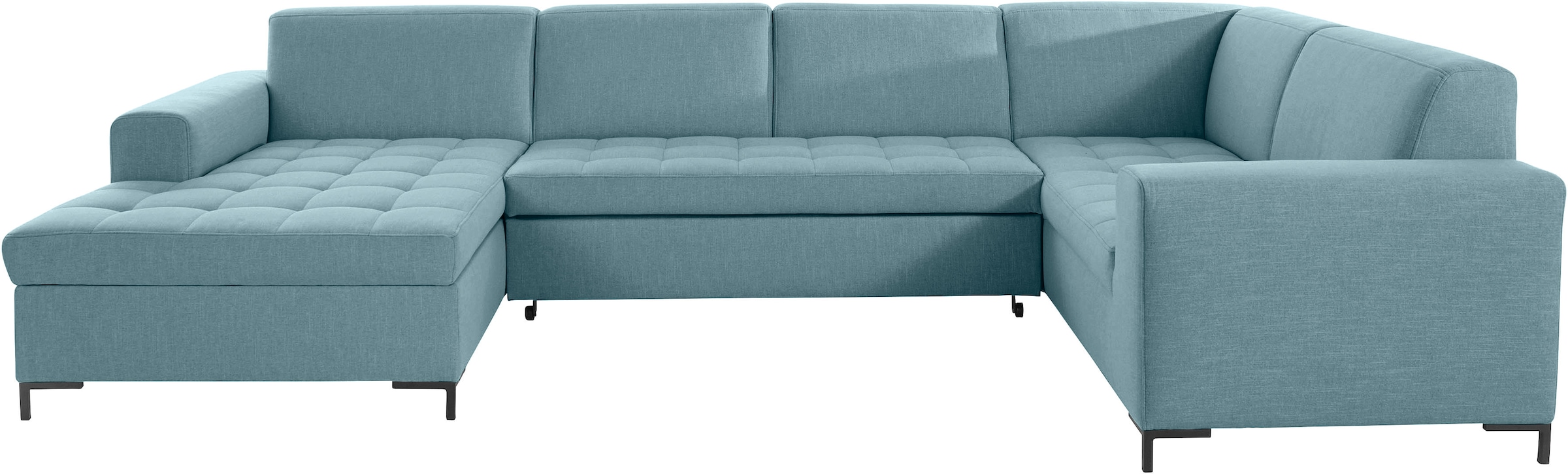 OTTO products Wohnlandschaft »Grazzo, aktuelle Steppung im Sitz, viel Platz, zeitlos, U-Form«, hochwertige Stoffe aus recyceltem Material, Steppung im Sitzbereich