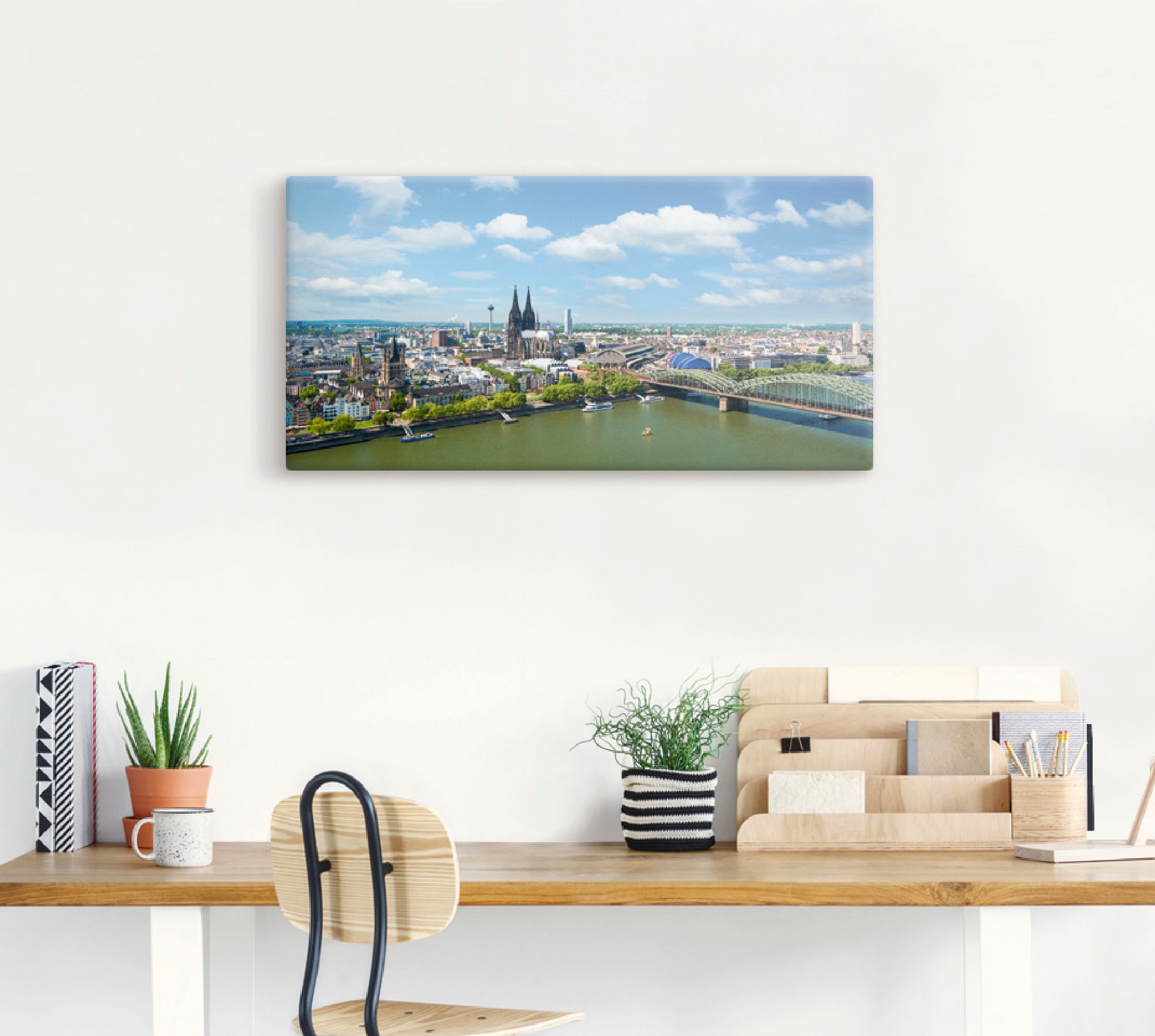 Artland Leinwandbild »Köln Rheinpanorama«, Deutschland, (1 St.), auf Keilrahmen gespannt