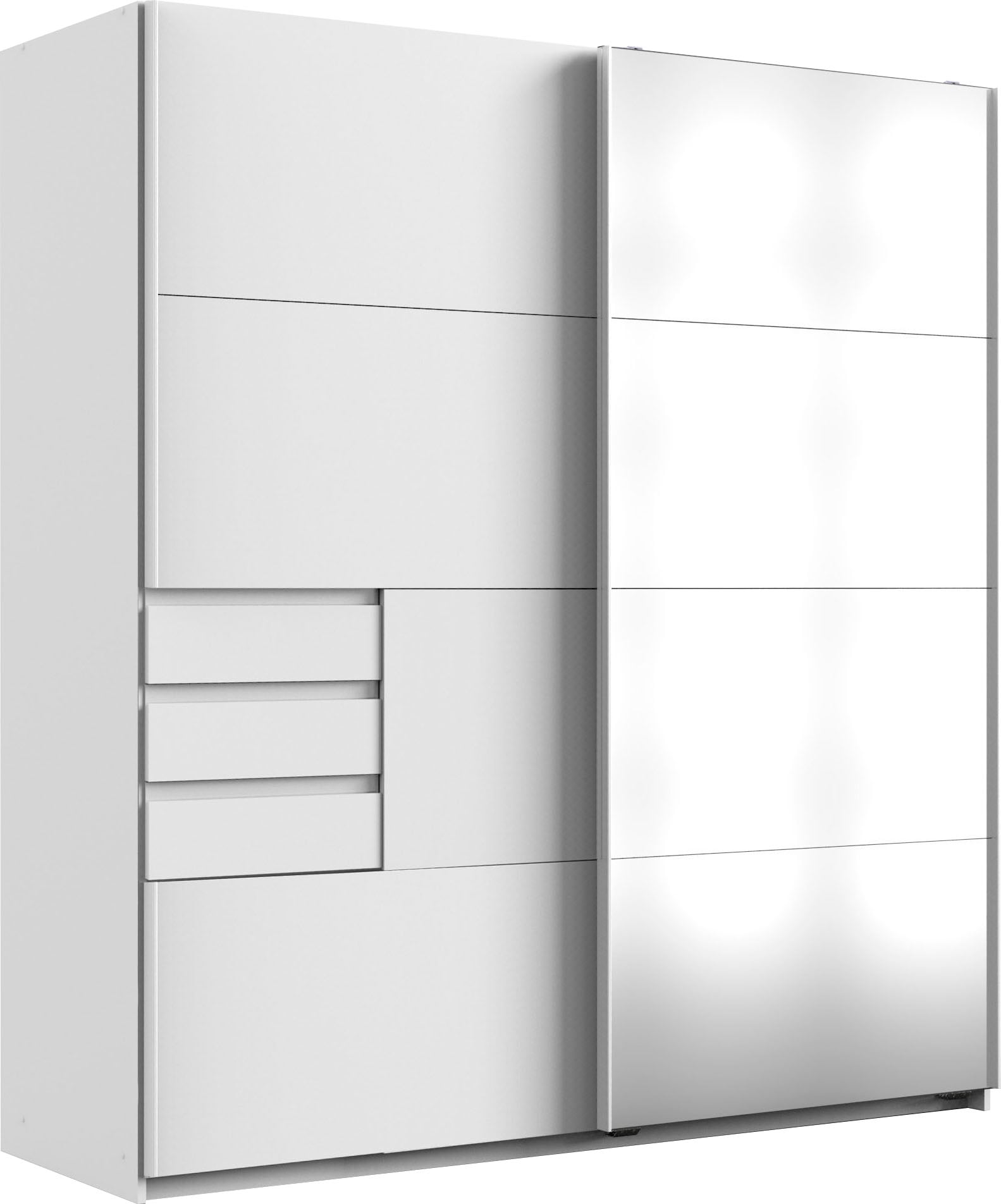 Wimex Schwebetürenschrank "Oldenburg, Kleiderschrank mit Spiegel in weiß, 3 Schubladen" B/T/H: 180/64/198cm, inklusive geräumigen Innenleben, Made in Germany, mit Spiegel