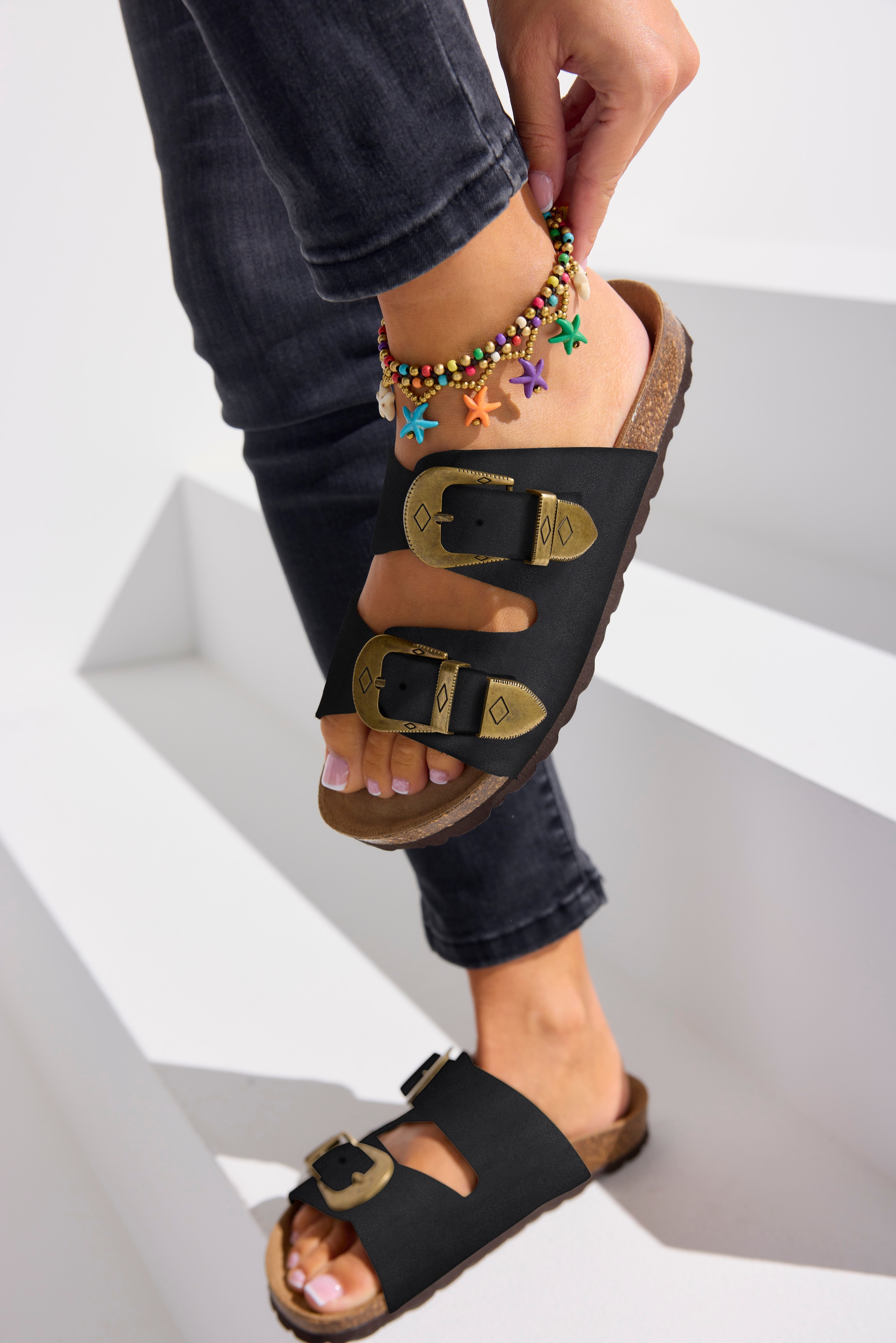 French Connection Pantolette »Mule, Sandale, offener Schuh, Sommerschuhe, Sandale, Lederpantolette«  NEU aus hochwertigem Leder mit weichem Korkfußbett