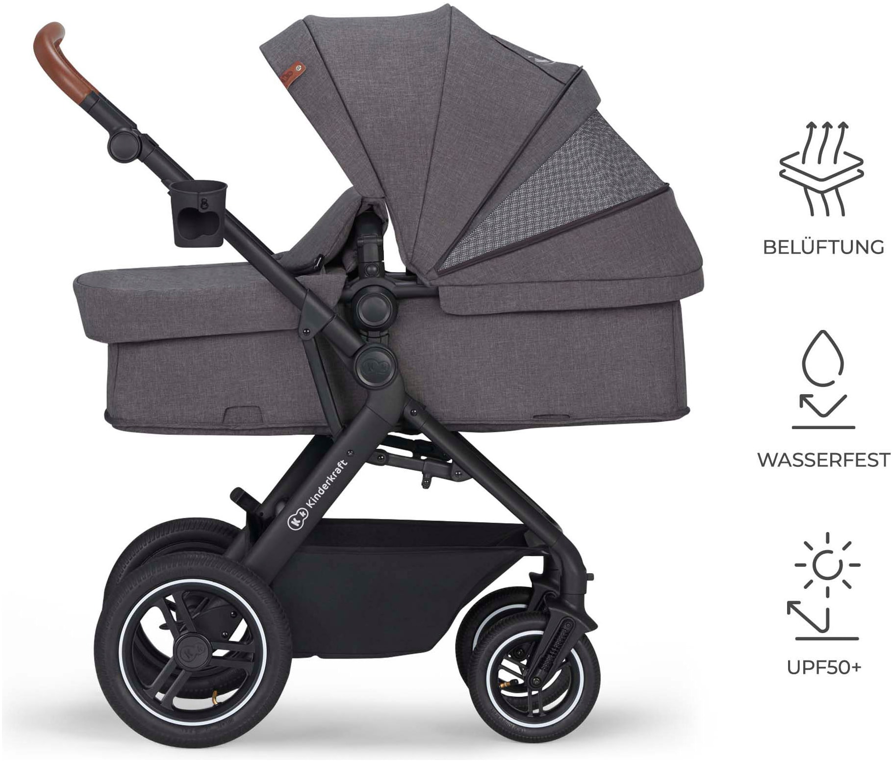 Kinderkraft Kombi-Kinderwagen »B-TOUR PRO 3in1« 22 kg inkl. Babyschale, Adaptern, Wickeltasche