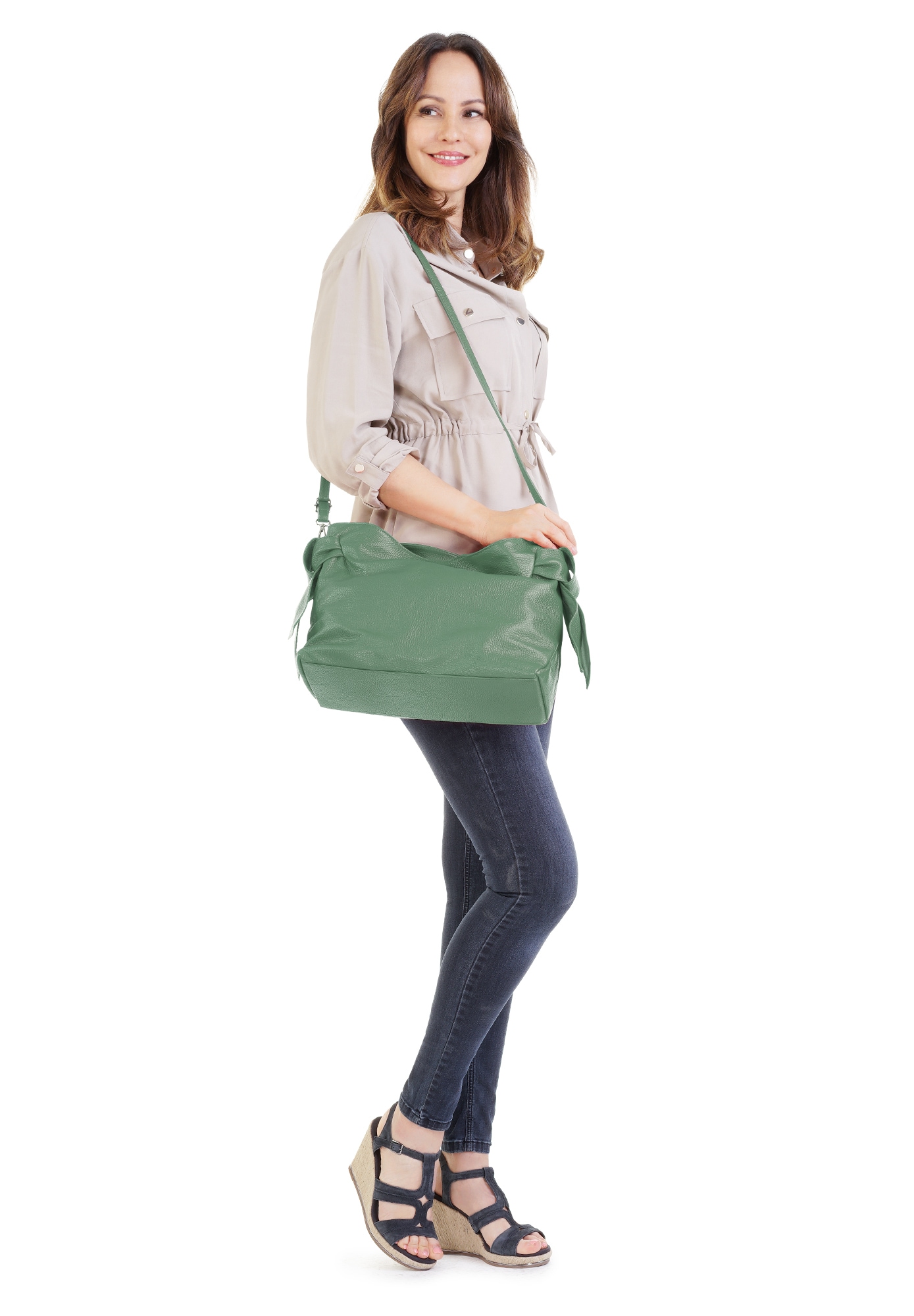 Samantha Look Henkeltasche echt Leder, Made in Italy