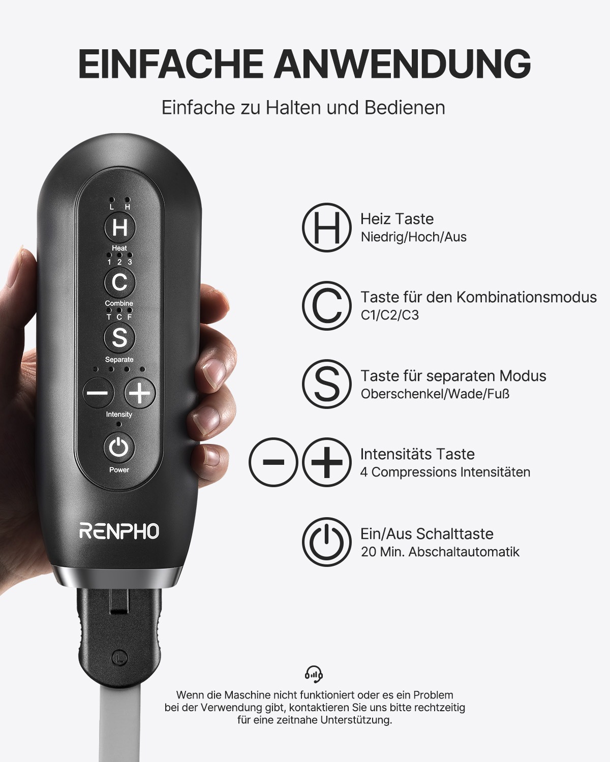 Renpho Massagegerät »Aeria Ulitimate Thermal 2 ALM079H«, Beheizte Kompression zur Entspannung von Beinen und Waden