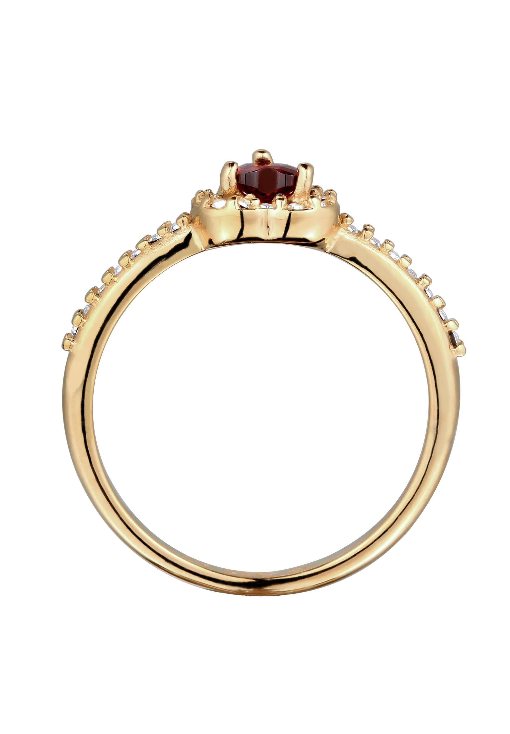 Elli Silberring »Ring Herz Swarovski(R) Kristalle Zirkonia Rot 925 Sterling Silber vergoldet«