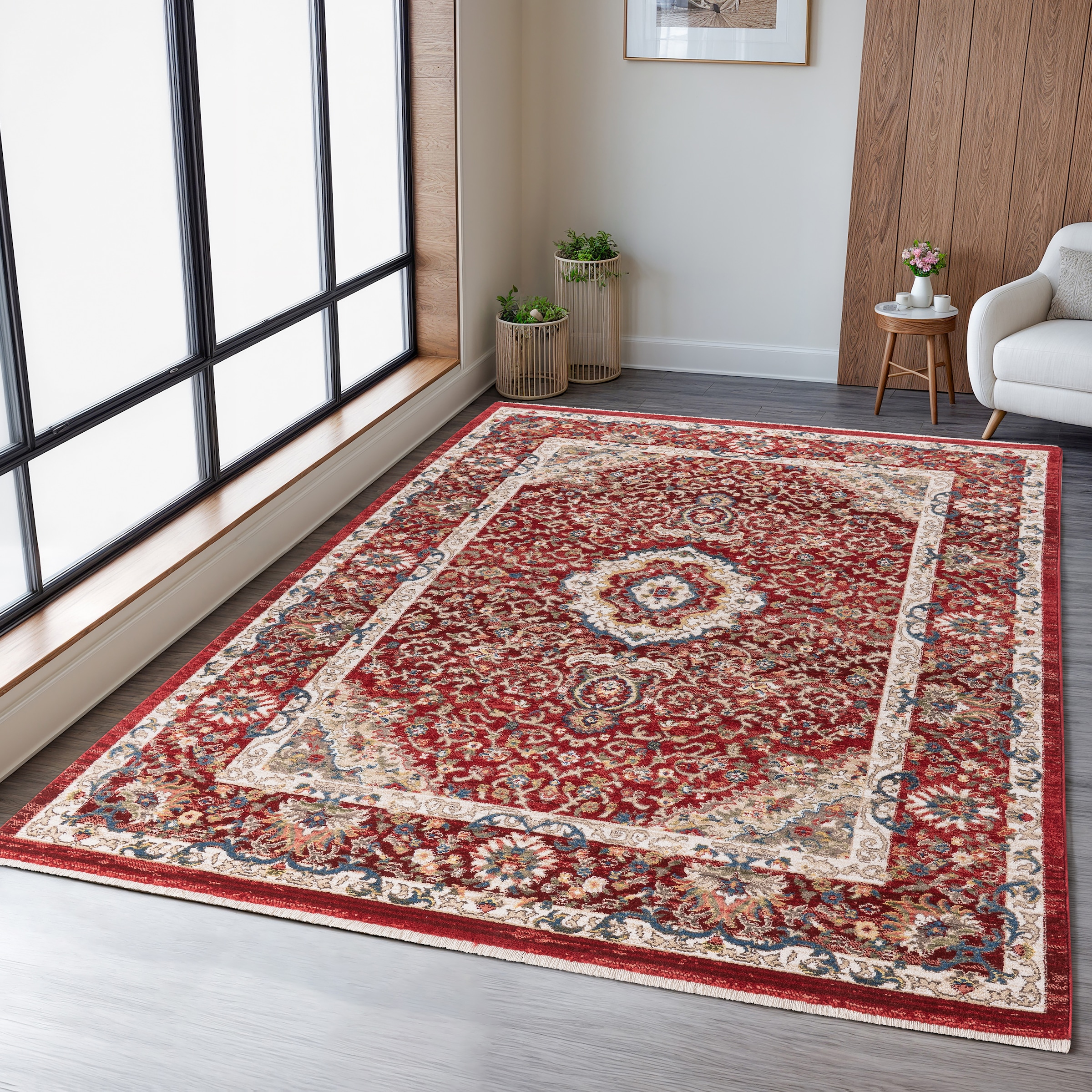 OTTO home Teppich »Molvio, mit & ohne Fransen« rechteckig 18 mm Höhe Orient-Optik, Vintage Design, weich, Wohnzimmer, Schlafzimmer