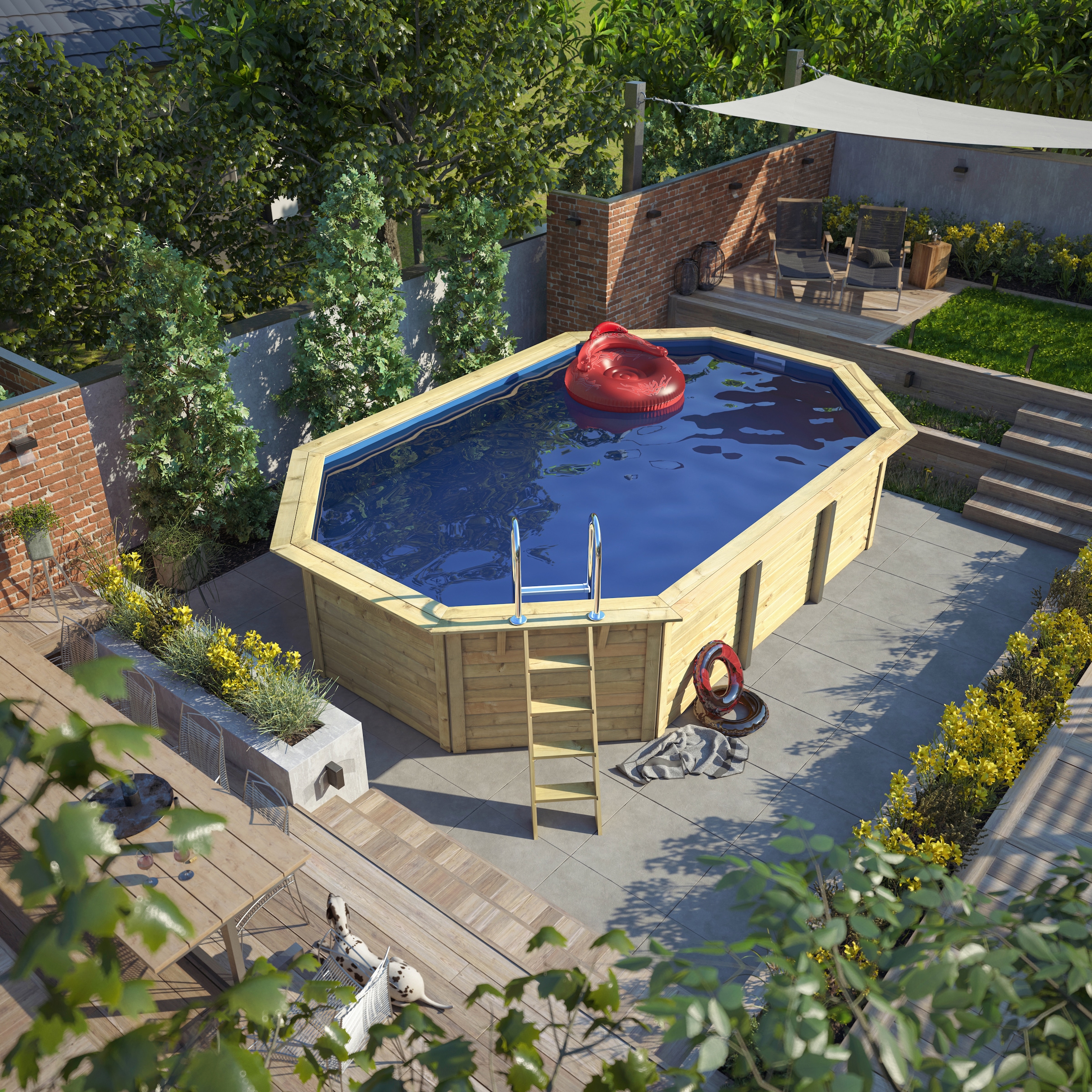 Karibu Achteckpool »MADRID V4« BxLxH: 611x400x124 cm