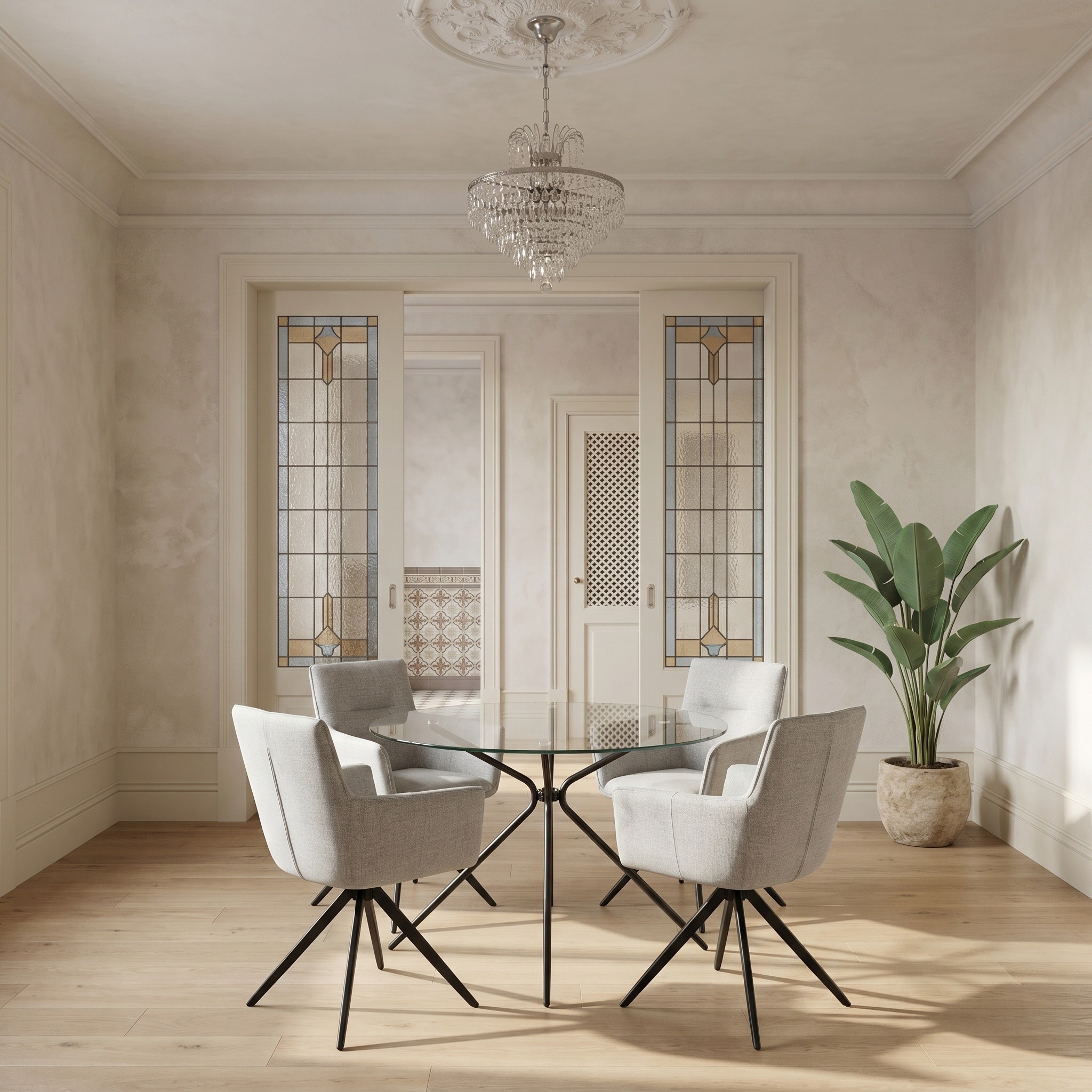 OTTO home Glastisch »Silvi« Esstisch, Glastisch, Küchentisch,  rund, Ø 110 cm, schwarzes Metallgestell