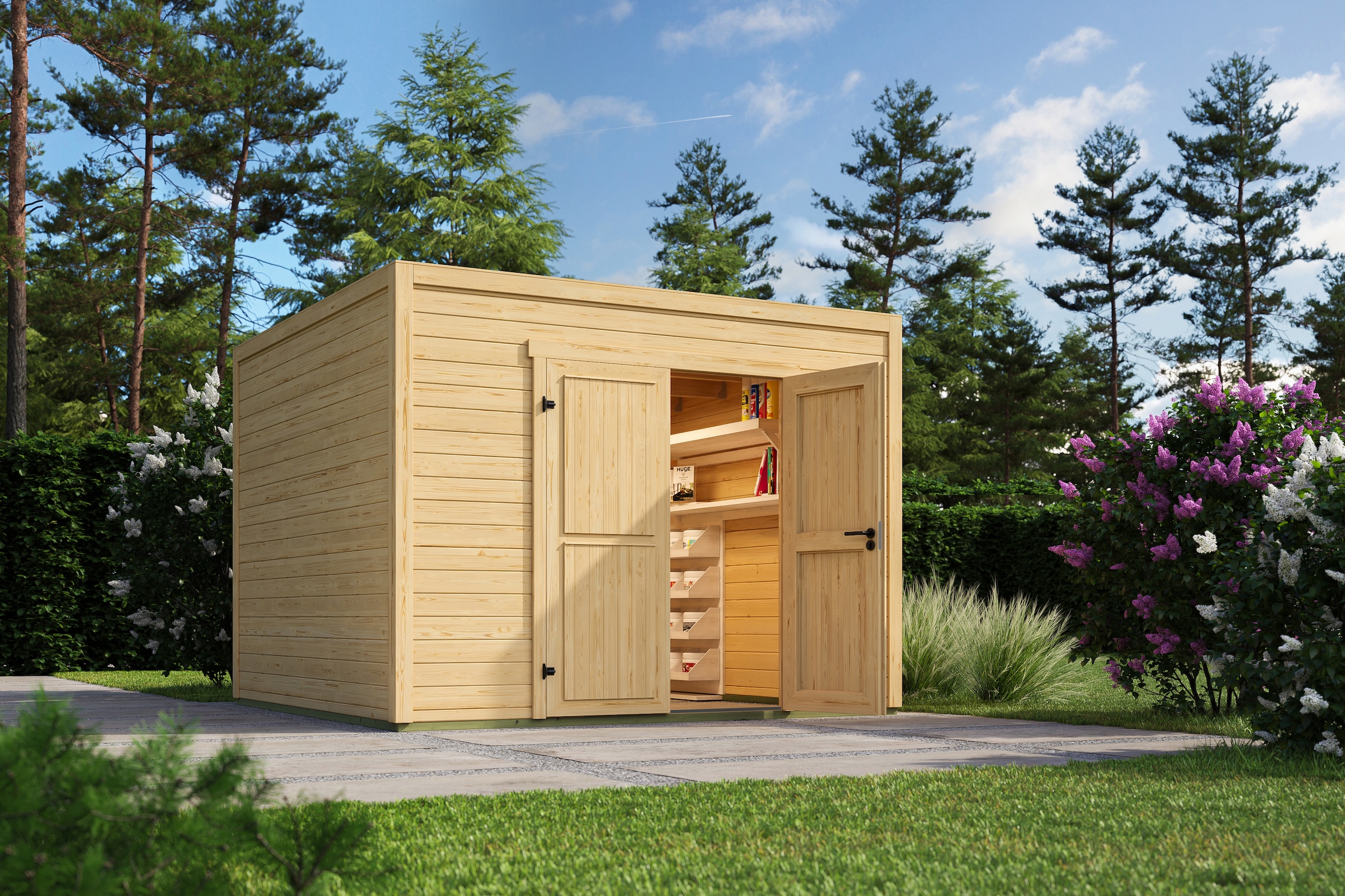 Nordic Holz Gartenhaus »Fynn 3« kleiner stilvoller Schuppen mit Flachdach