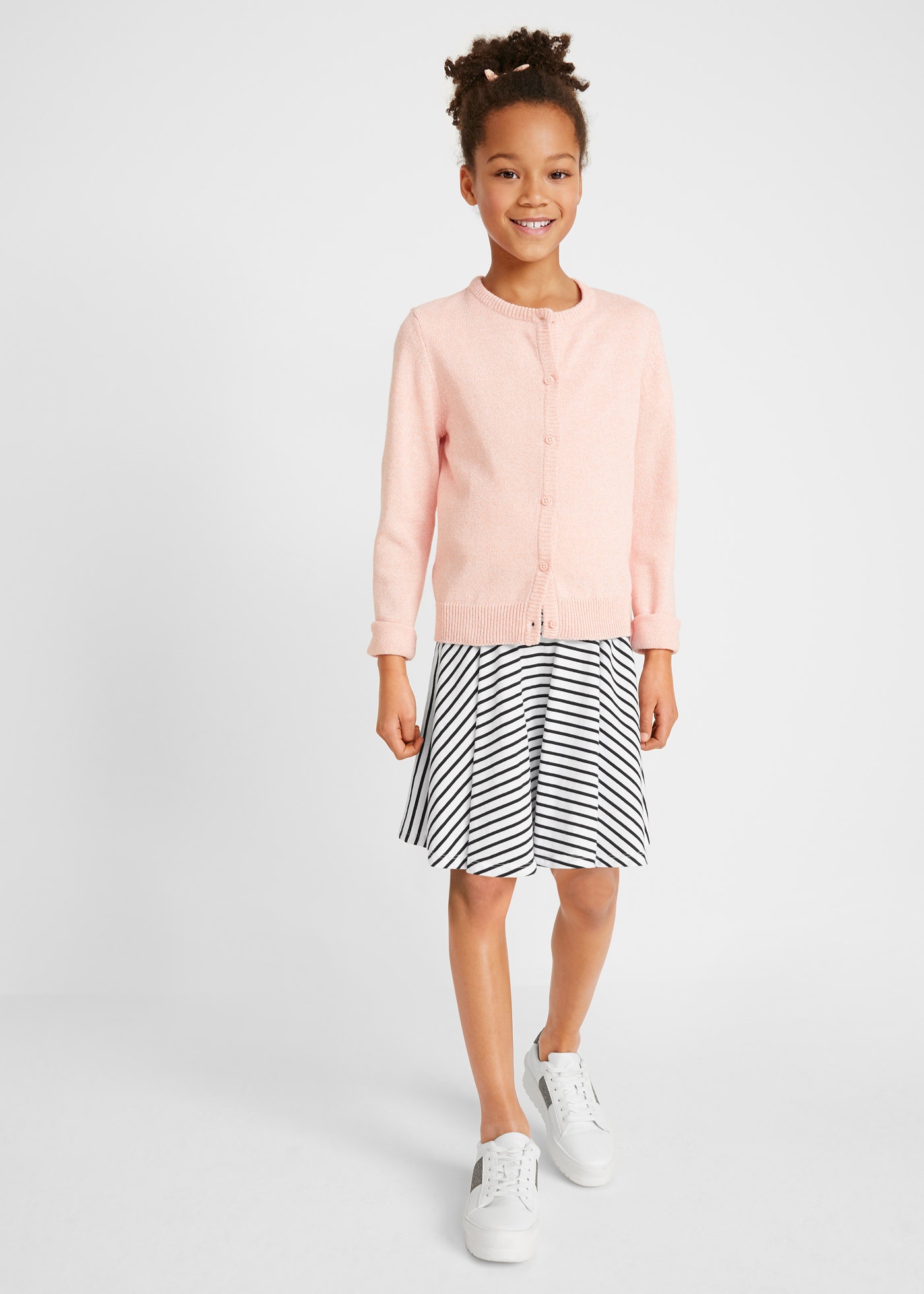 bonprix Jerseyrock Packung, 2 Stk. aus Jersey, kniefrei, ausgestellte Form, gestreift und uni