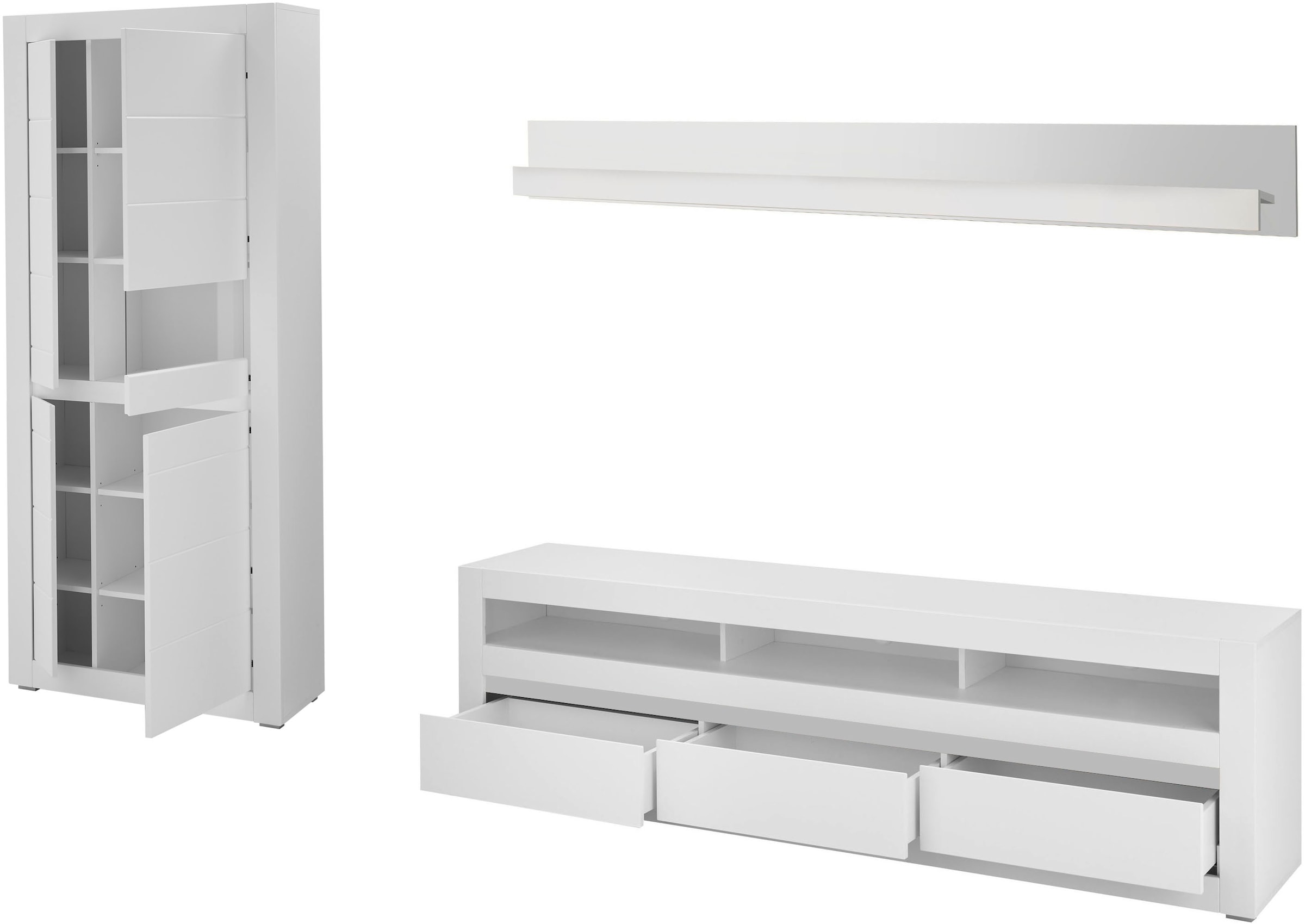 Home affaire Wohnwand »Anbauwand in Weiß Matt, Wohnzimmer-Set mit austauschbarer Blende« Set, 3 Stk. tlg.