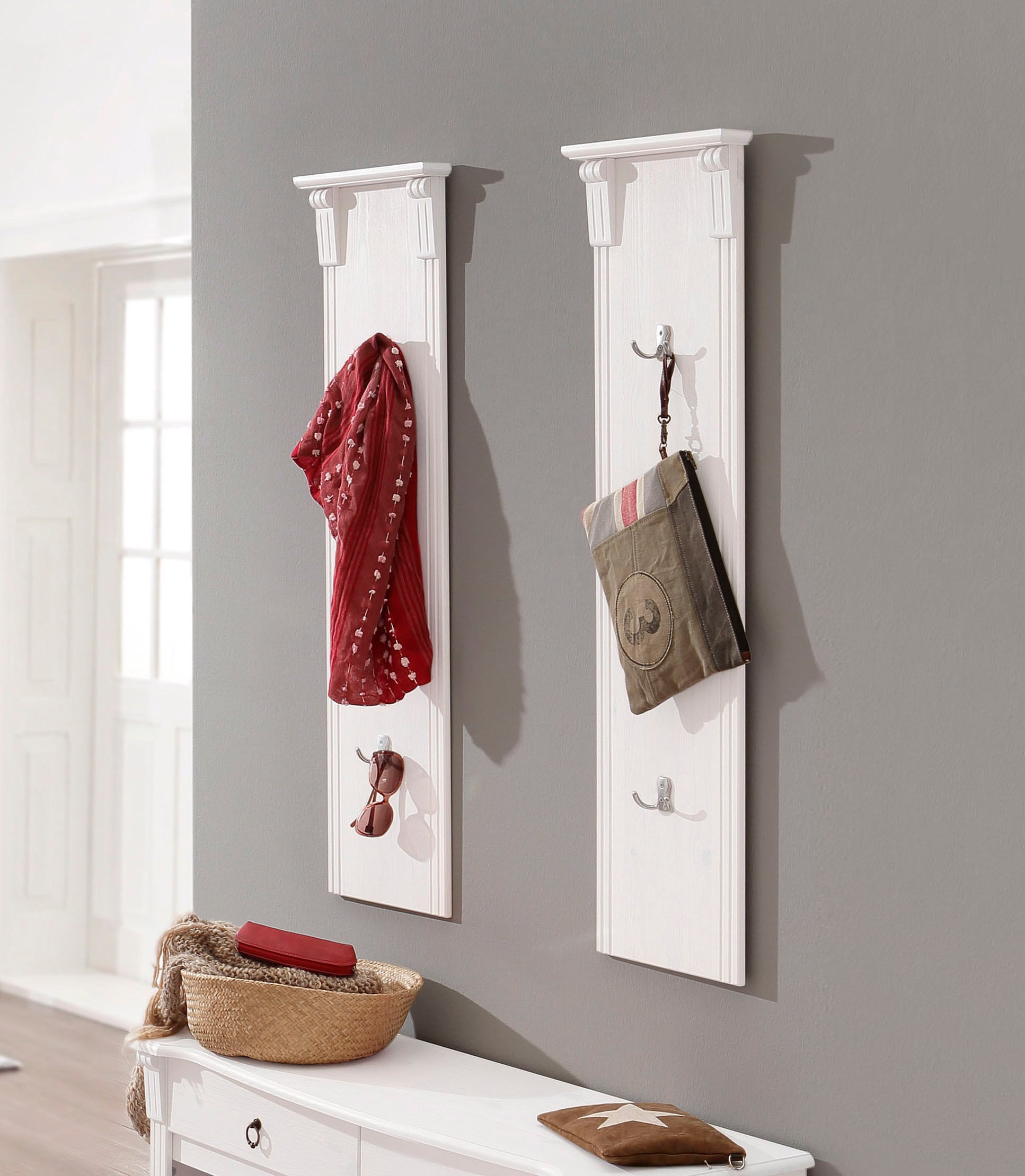 Home affaire Garderobenpaneel, als 2er-Set, Breite 40 cm je Paneel, aus massiver Kiefer