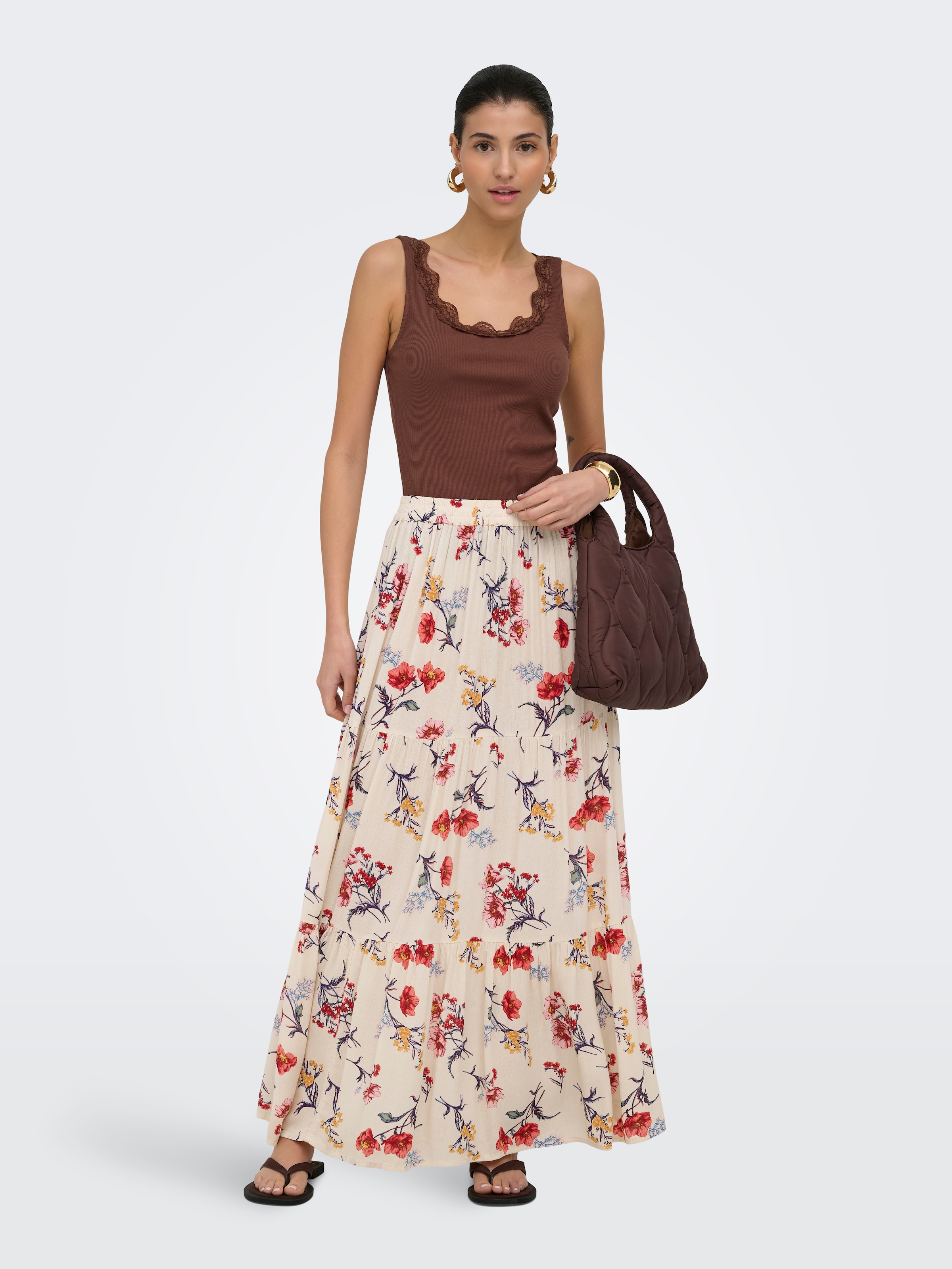 ONLY Maxirock »ONLLUNA LONG SKIRT WVN« Viskose