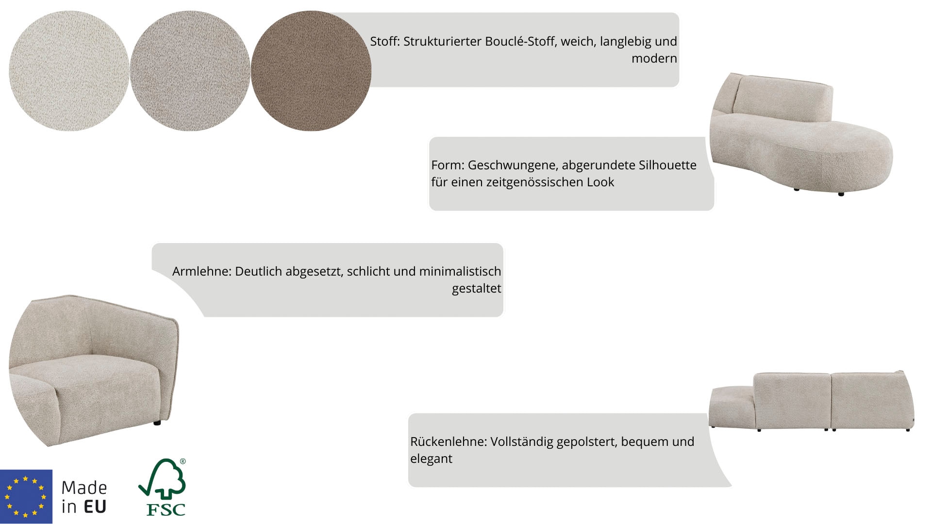 andas Ecksofa »Ostrup«, schlichtes modernes Design, in verschiedenen Farben