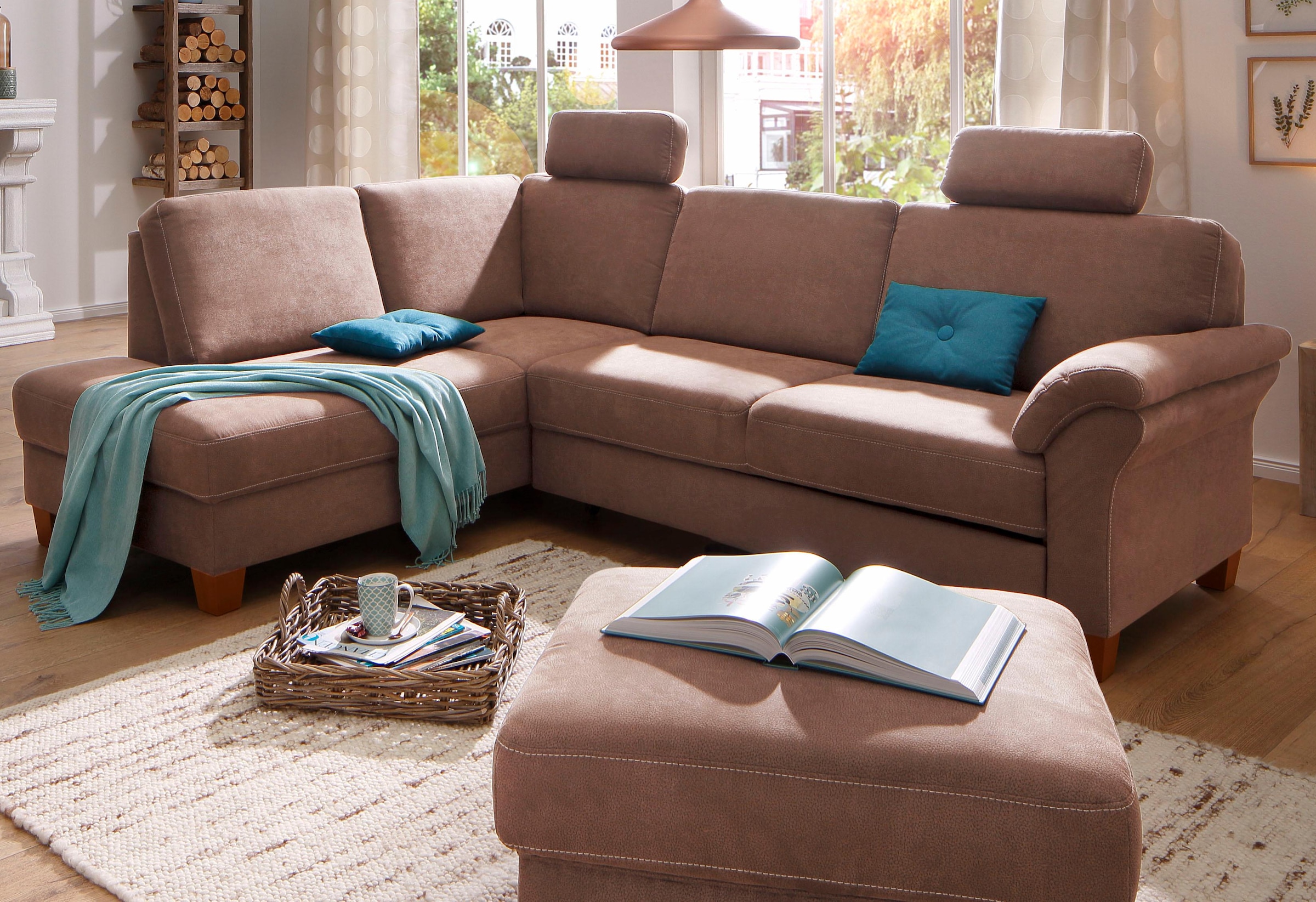 Home affaire Ecksofa »Borkum L-Form«, mit Federkern, wahlweise mit Bettfunktion
