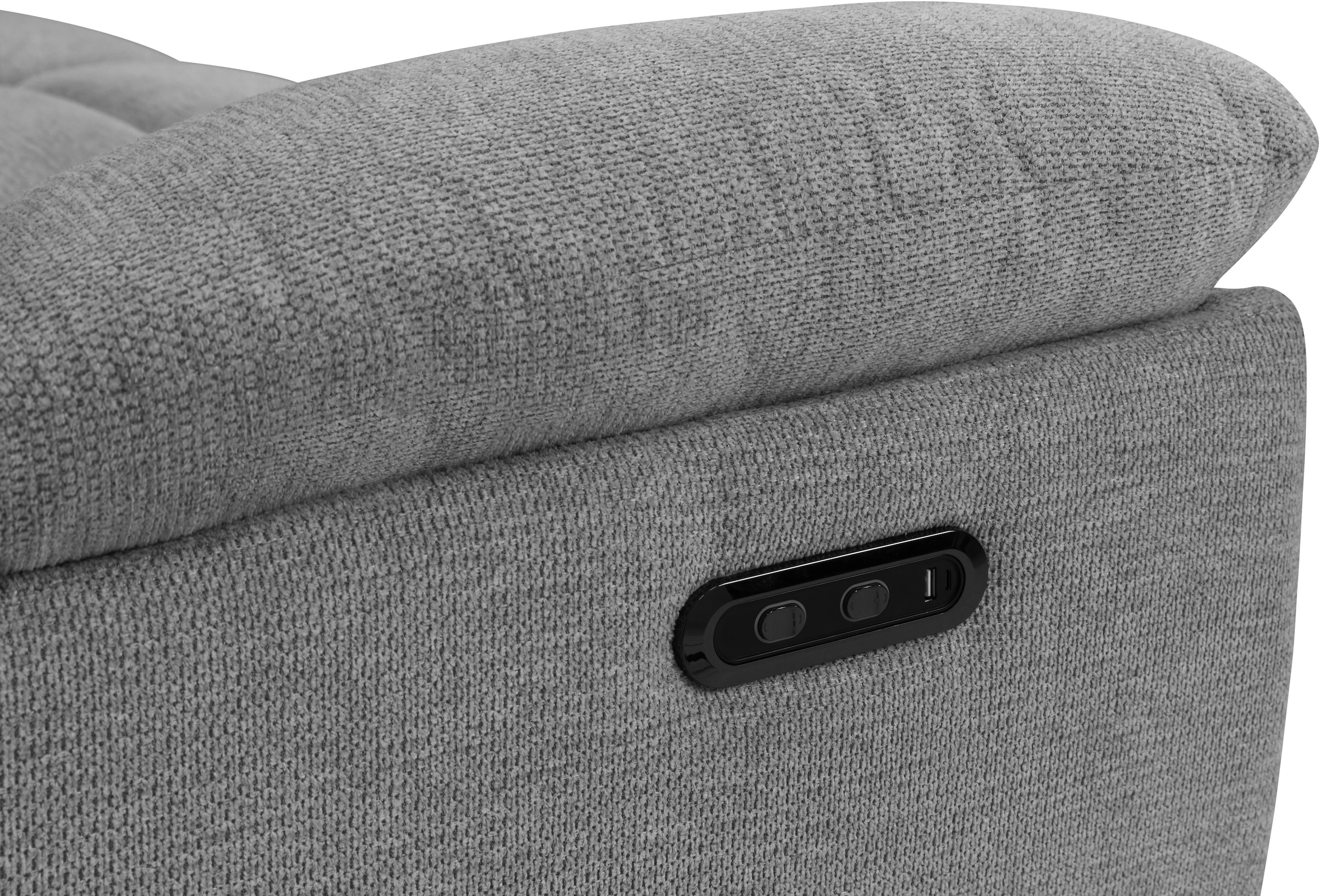 Home affaire 2-Sitzer »LANNOY, mit manueller o. elektrischer Relaxfunktion in beiden Sitzen.«, Elektrische Variante mit USB A/C. Federkern, Webstoff
