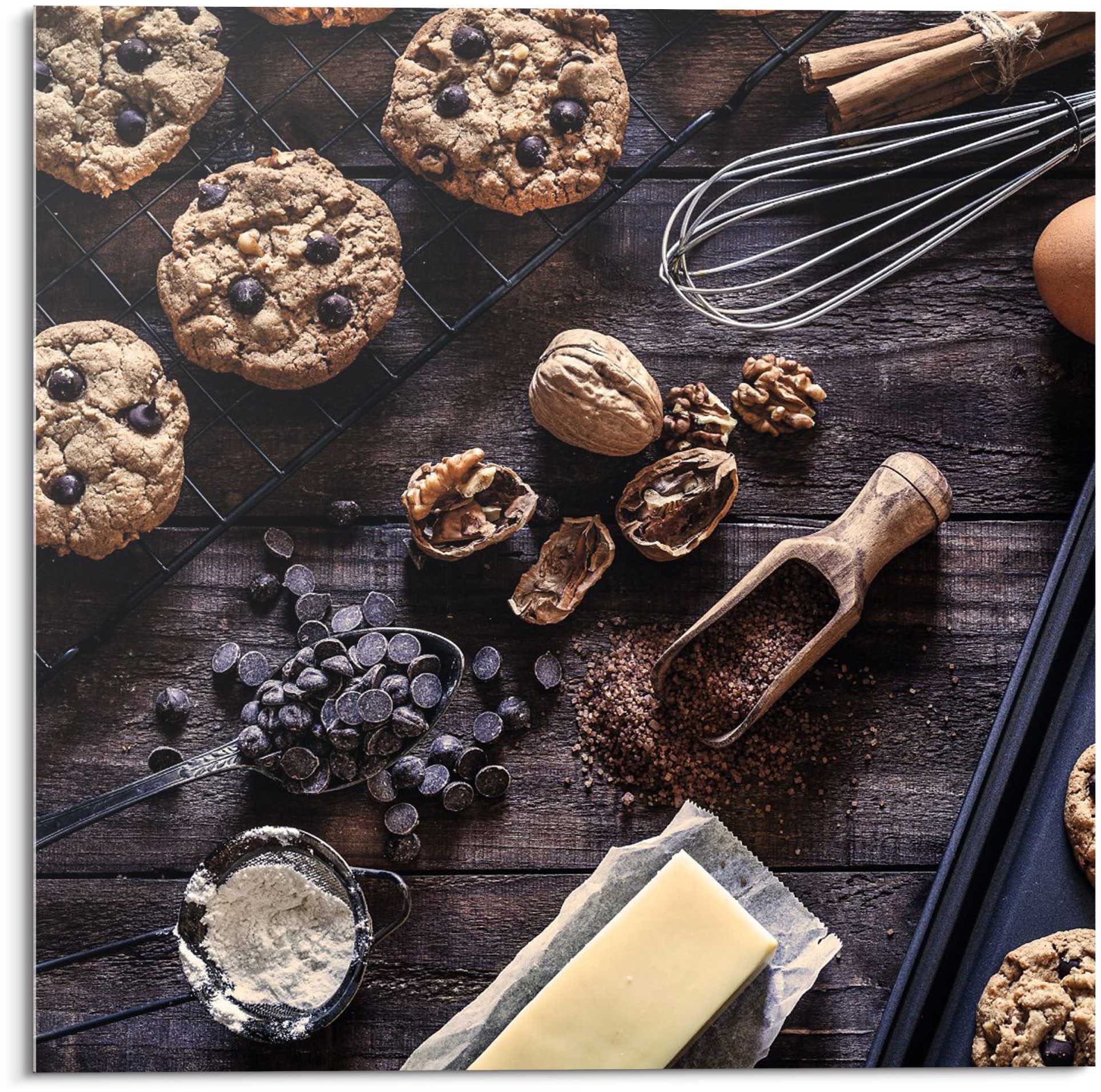 Reinders! Glasbild »Glasbild Köstliche Schokolade Cookies - Zutaten -  Walnüsse - Backen«, Süßigkeiten, (1 St.) bequem kaufen