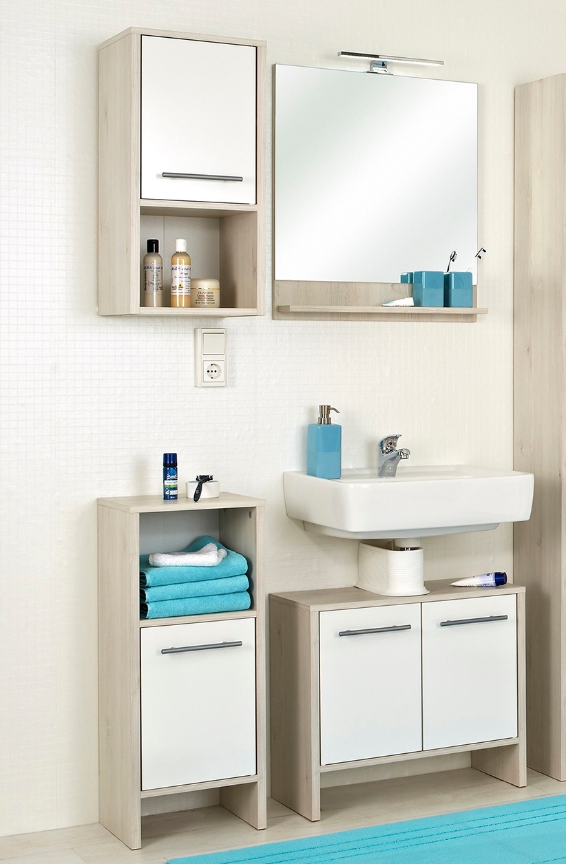 Saphir Badmöbel-Set »Quickset 350 4-teilig, mit Waschbeckenunterschrank und LED-Spiegel« Set, 4 Stk. tlg.