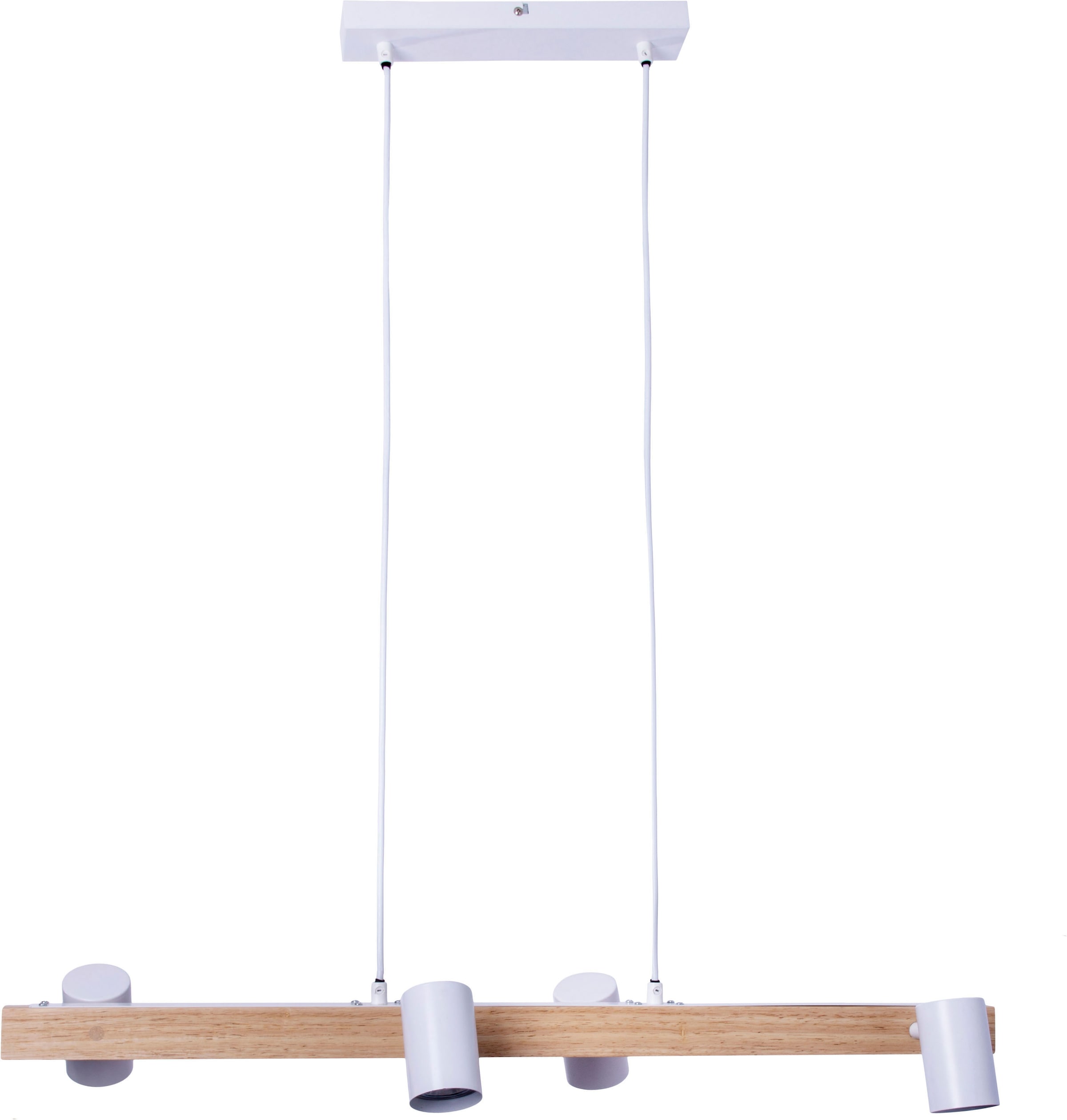 näve Pendelleuchte »Frida«, 4 flammig, Leuchtmittel GU10 | ohne Leuchtmittel, Material Metall/Gummibaum, Farbe natur/weiß, exkl. 4xGU10 max. 40W