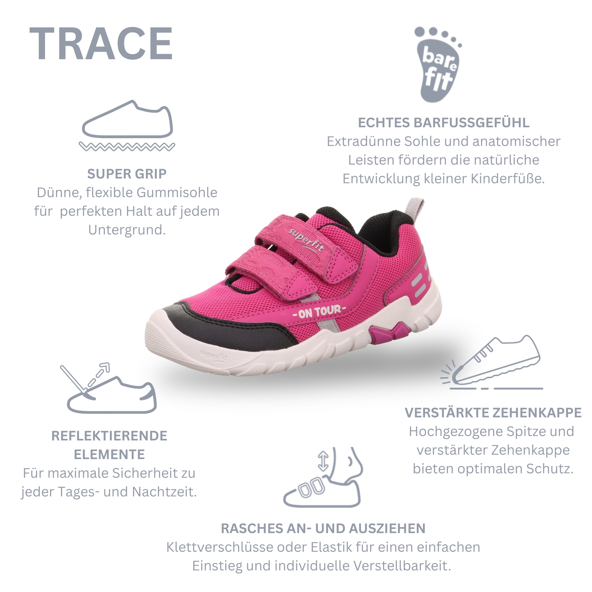 Superfit Sneaker »TRACE WMS: mittel«  Klettschuh, mit herausnehmbarer Einlage, Größenschablone zum Download