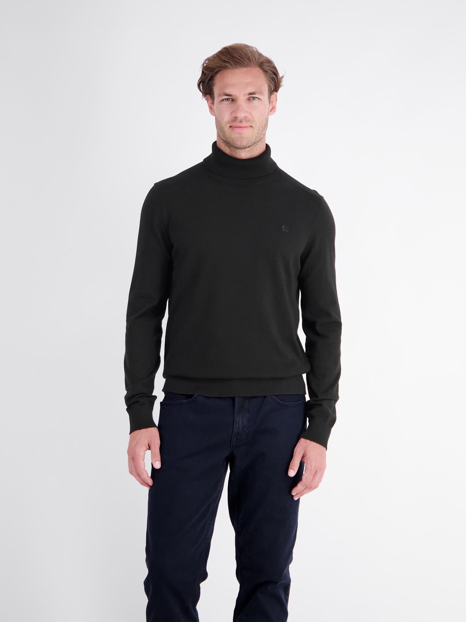 LERROS Rollkragenpullover mit Logostickerei