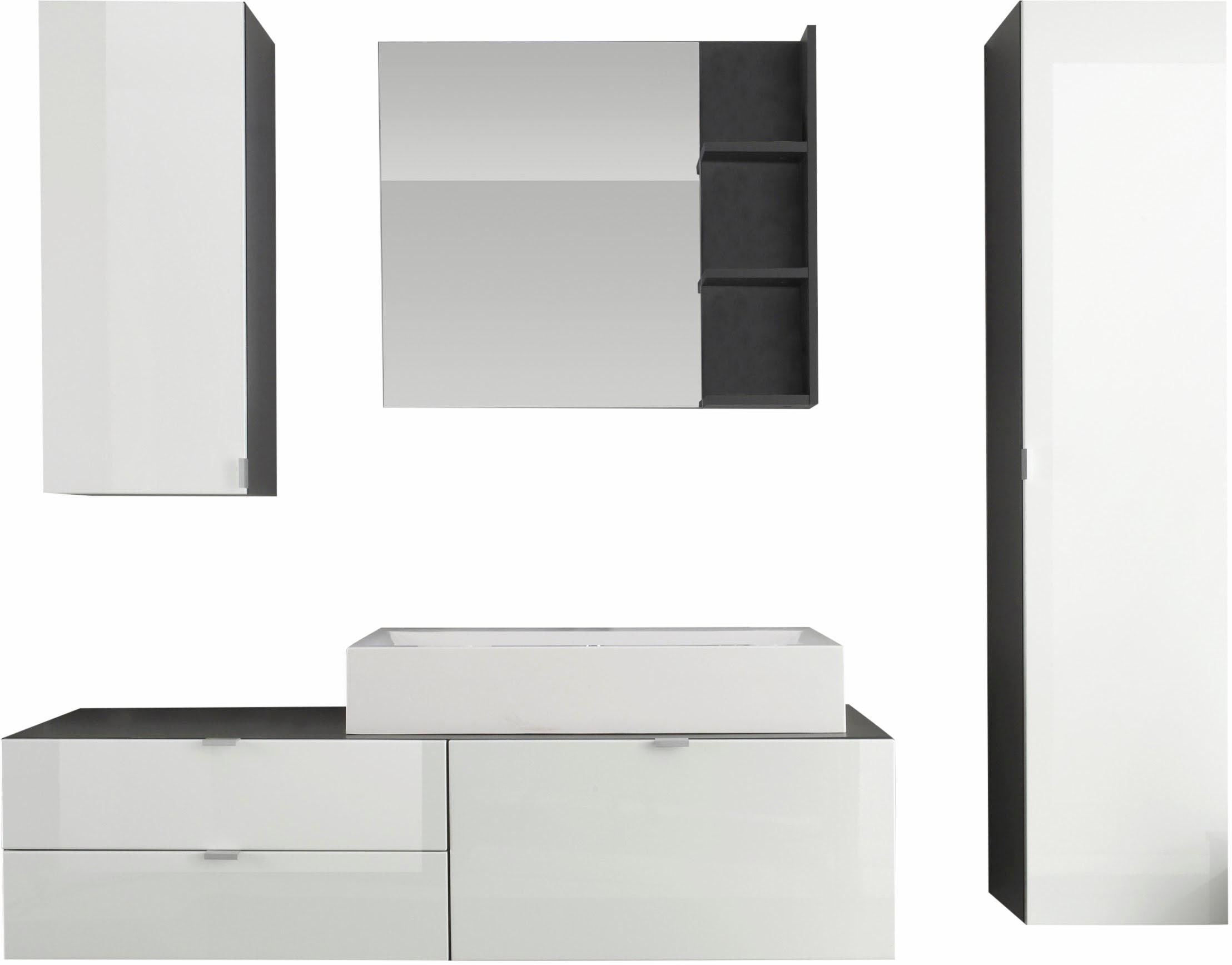 trendteam Badmöbel-Set »Beach«, (Set, 4 St.), mit Aufsatzwaschbecken