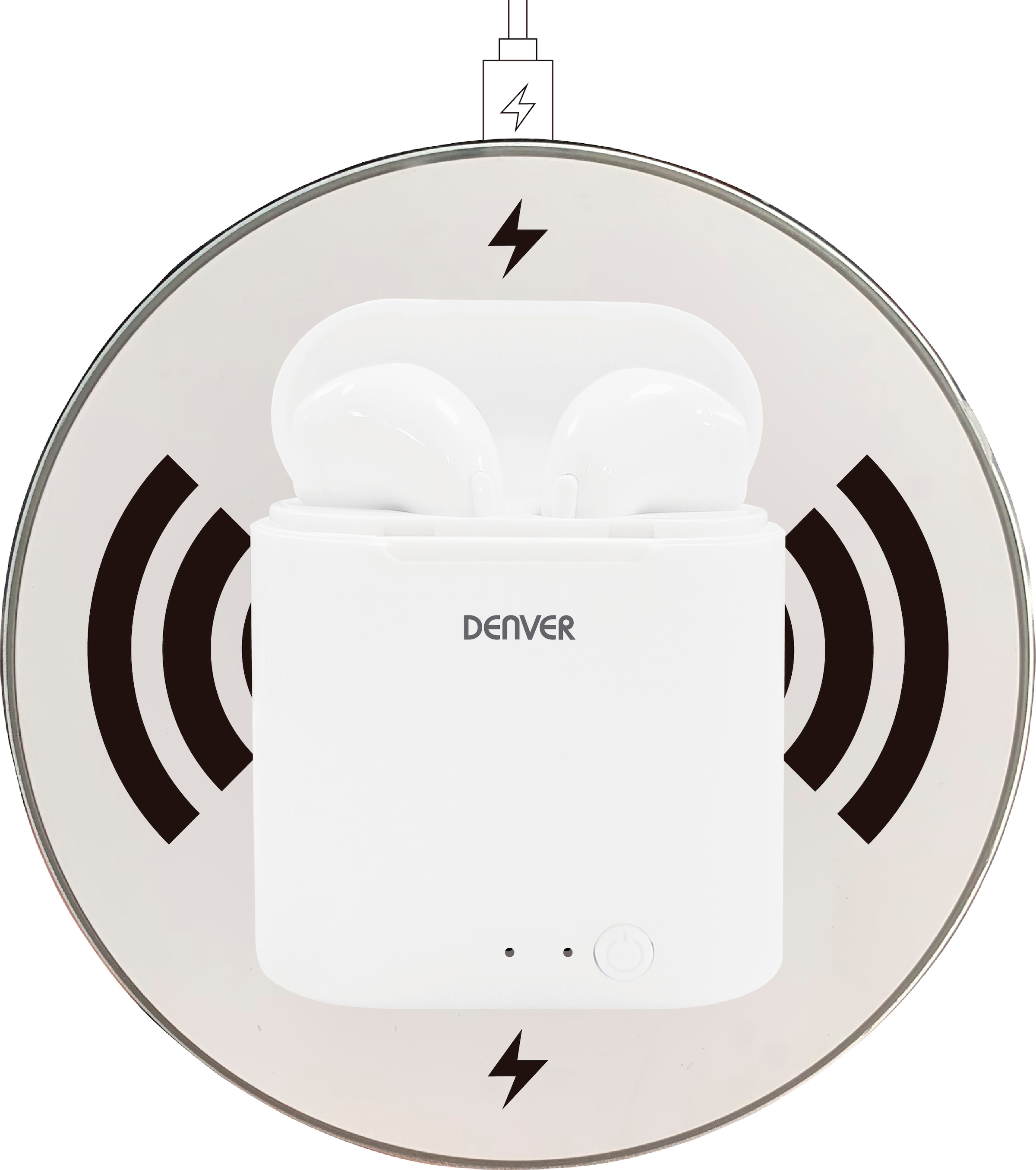 Denver wireless In-Ear-Kopfhörer »TWQ-40P«, Bluetooth, + QI Ladepad (UVP  69,95€) ➥ 3 Jahre XXL Garantie | UNIVERSAL