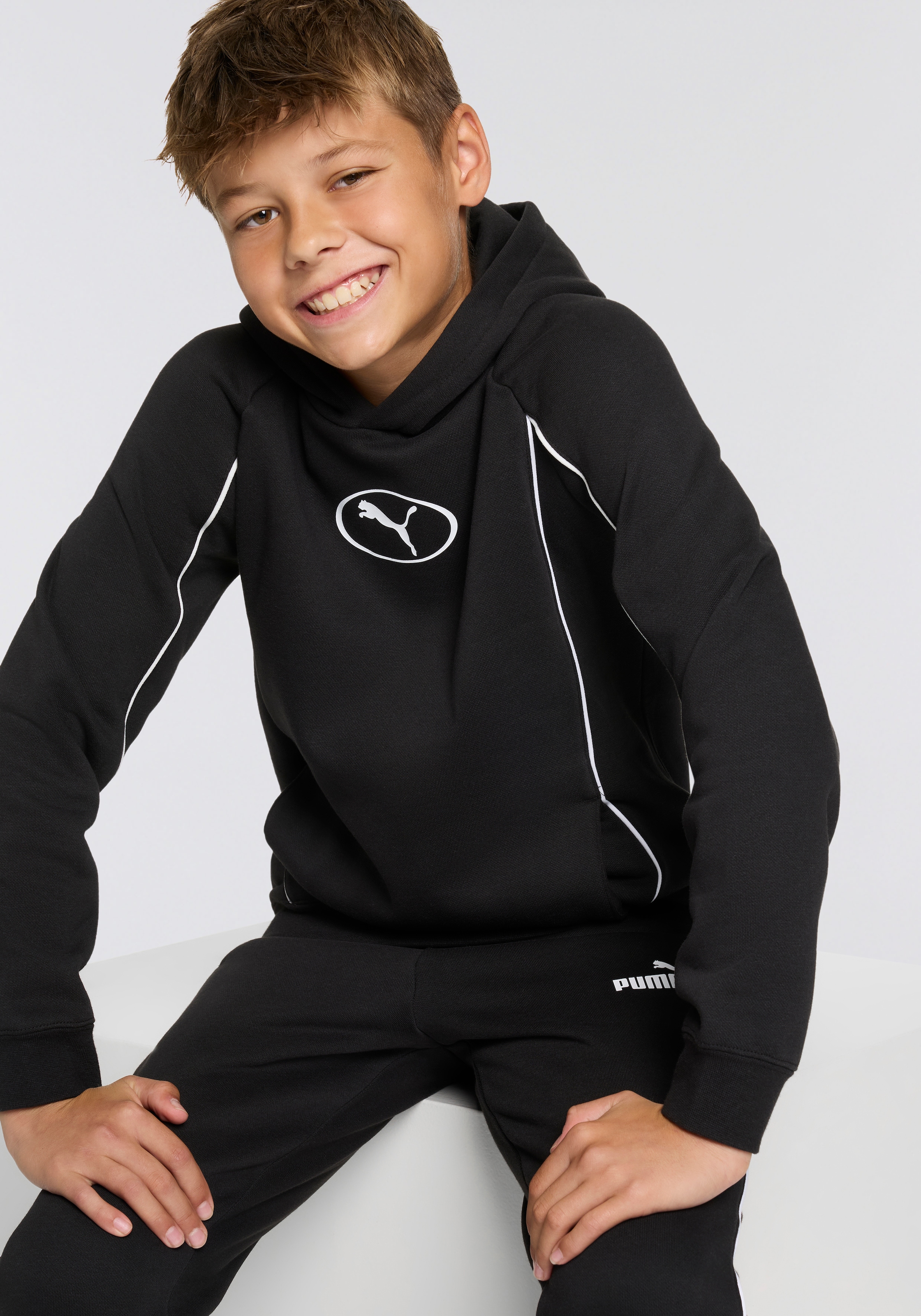 PUMA Kapuzensweatshirt »SPORT HOODIE FL B«, für Jugendliche, mit Print-Applikationen, Regular Fit, mit Kapuze
